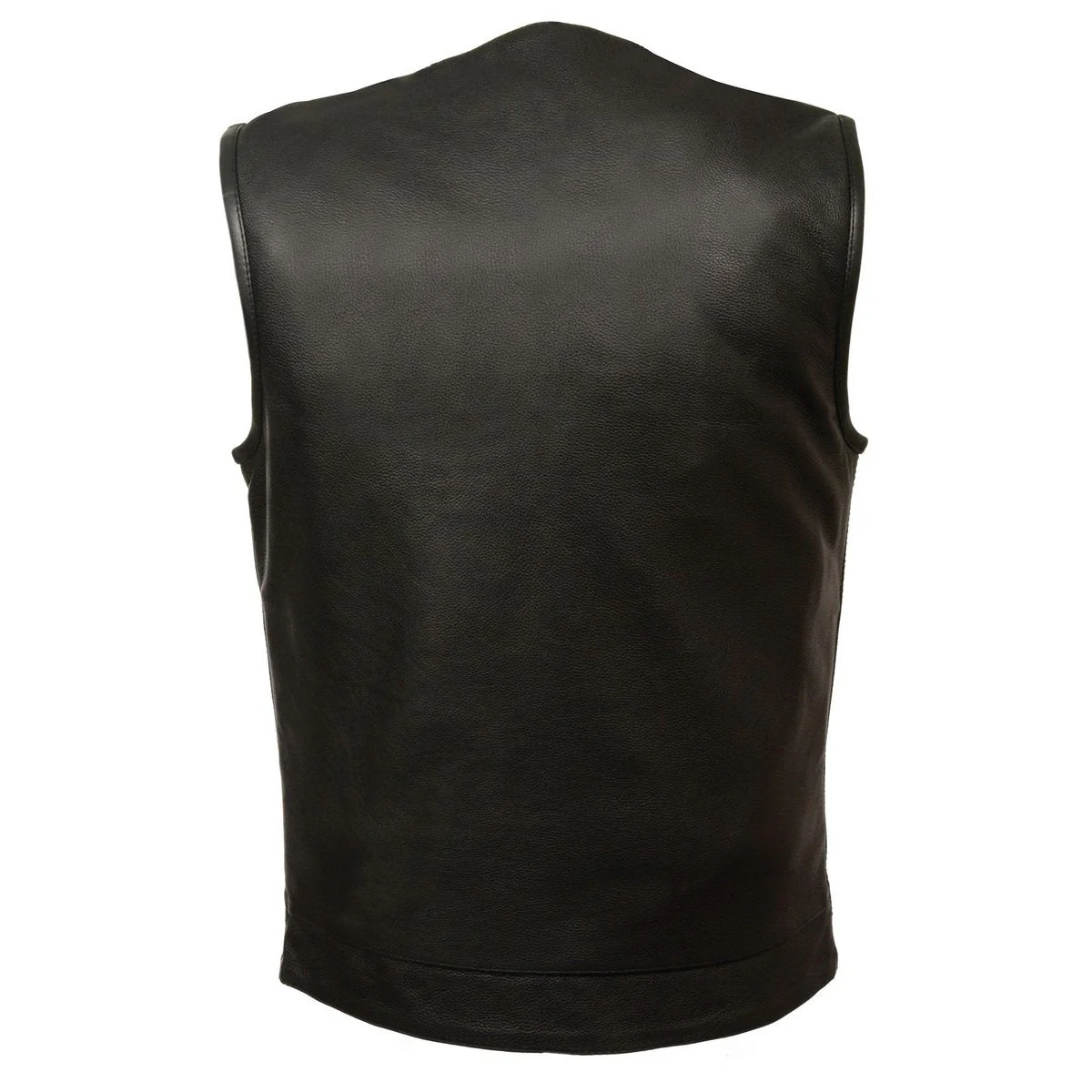 Milwaukee Leather MLM3511 Men's Black Collarless Snap/Zipper Club Style Motorcycle Leather Vest - Image 2