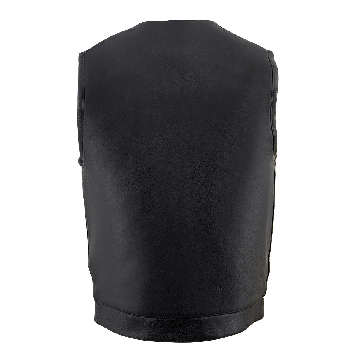 Milwaukee Leather MLM3511 Men's Black Collarless Snap/Zipper Club Style Motorcycle Leather Vest - Image 5