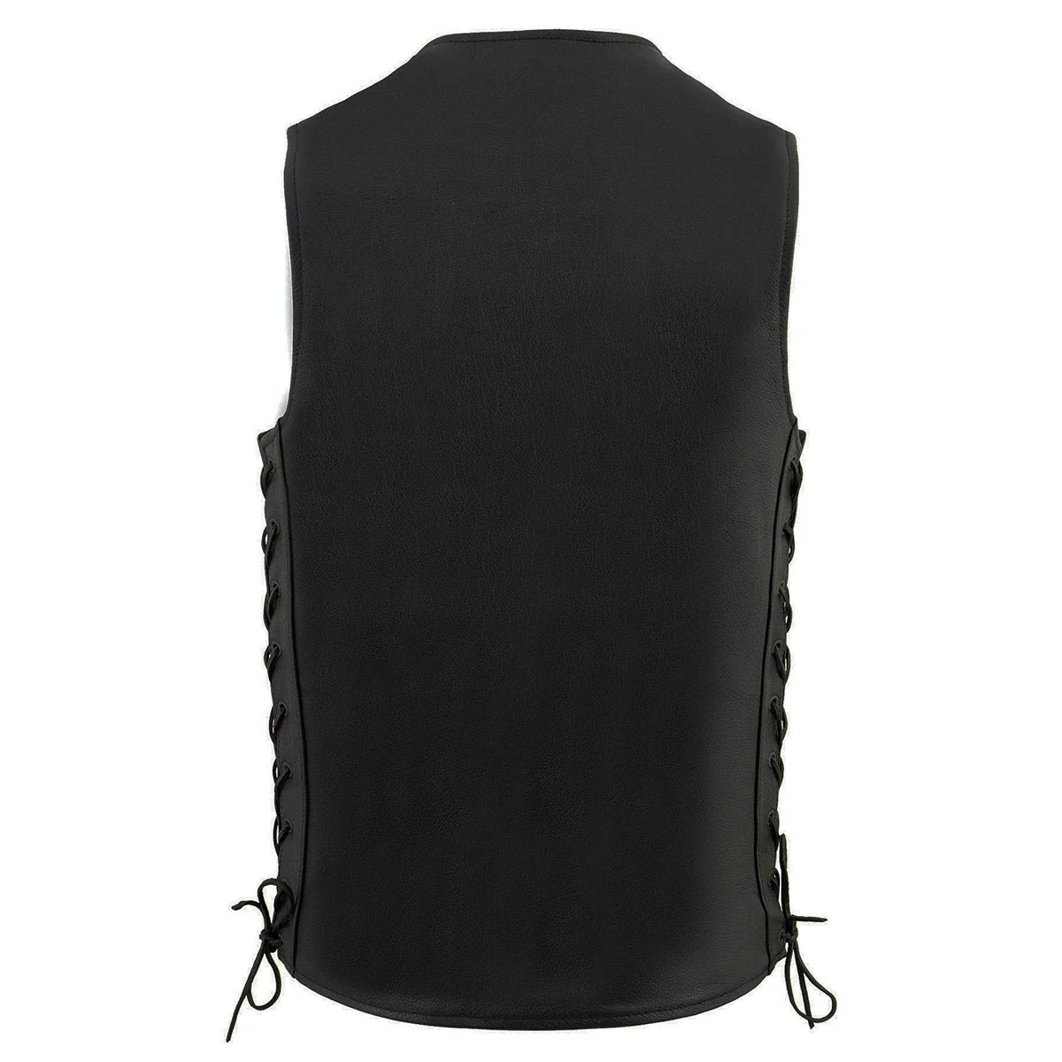 Milwaukee Leather MLM3520 Men's Black Leather Vest - Classic V-Neck Straight Bottom Side Lace Motorcycle Rider Vest - Image 10