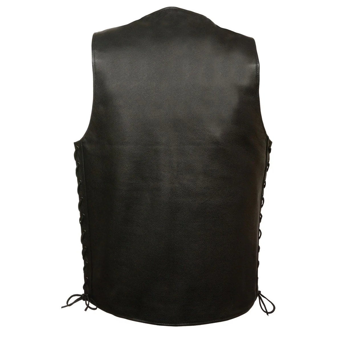 Milwaukee Leather MLM3520 Men's Black Leather Vest - Classic V-Neck Straight Bottom Side Lace Motorcycle Rider Vest - Image 3