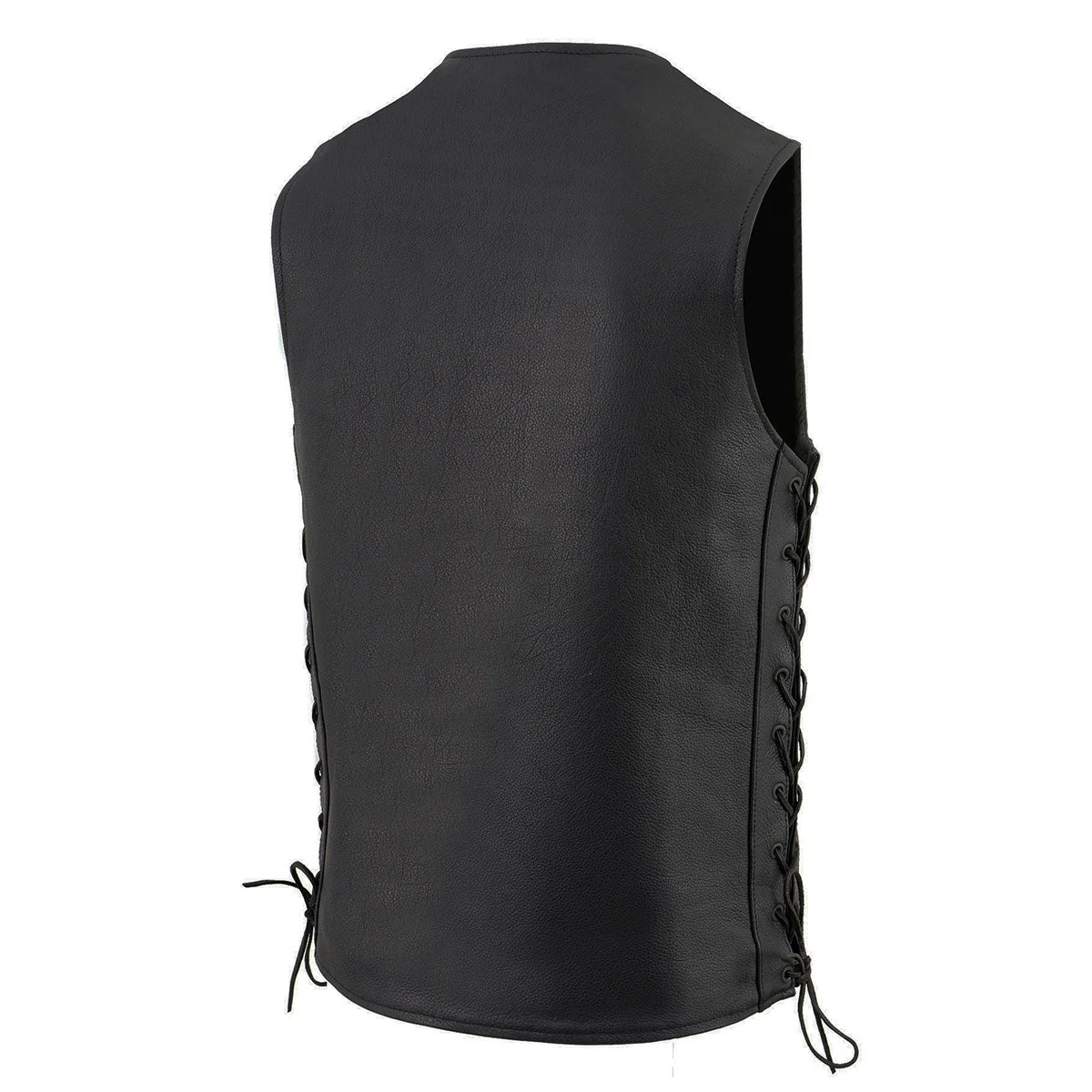 Milwaukee Leather MLM3520 Men's Black Leather Vest - Classic V-Neck Straight Bottom Side Lace Motorcycle Rider Vest - Image 5