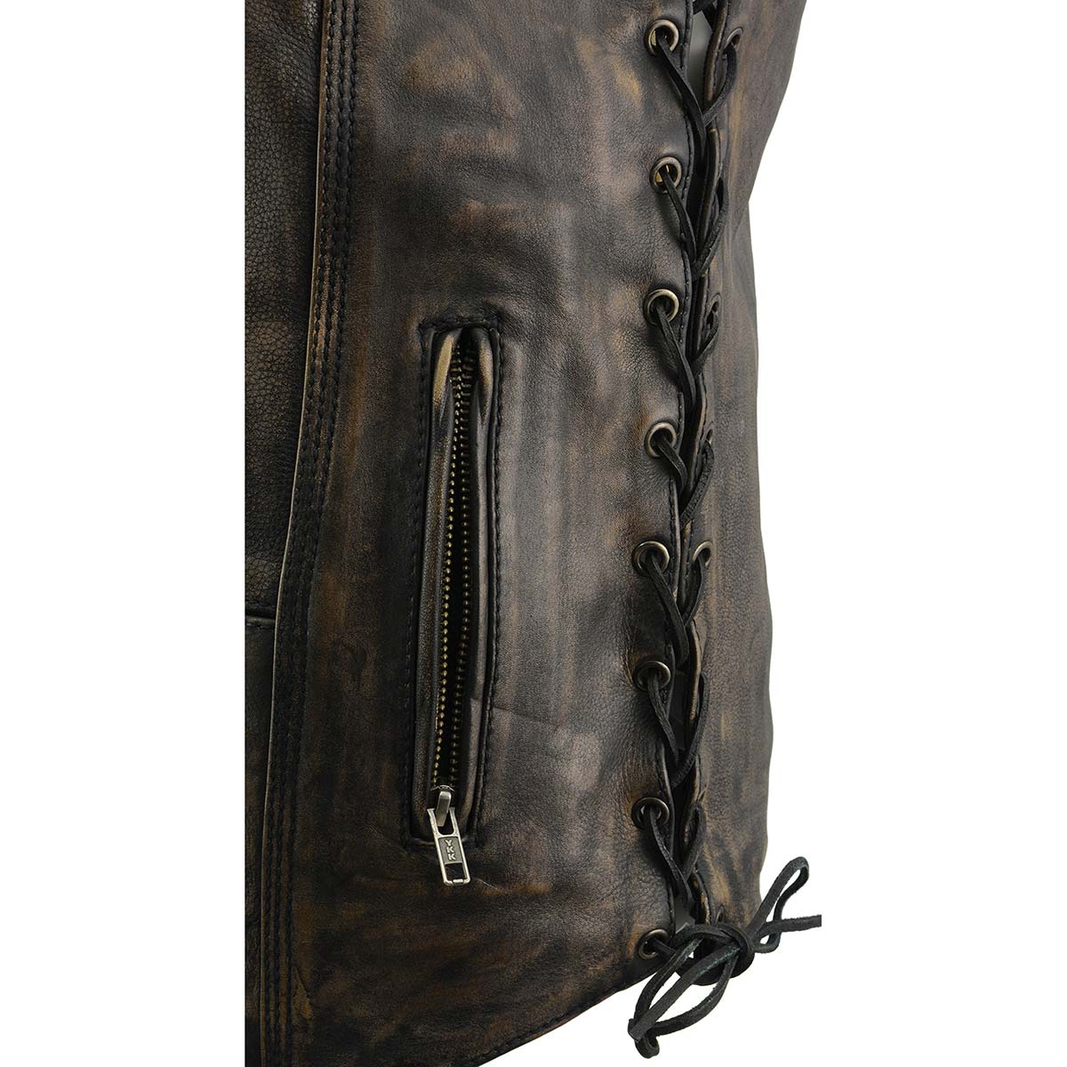 Milwaukee Leather MLM3540 Men's Roulette Distressed Brown 10 Pocket Motorcycle Leather Vest - Image 15