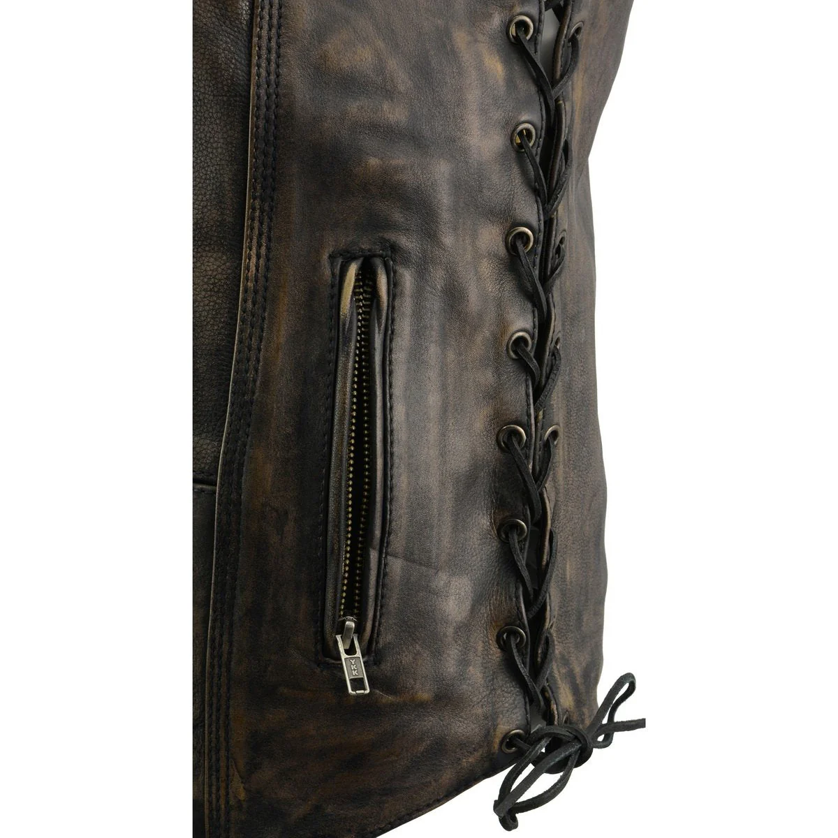 Milwaukee Leather MLM3540 Men's Roulette Distressed Brown 10 Pocket Motorcycle Leather Vest - Image 8