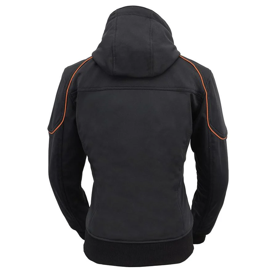 Milwaukee Leather MPL2764 Women's Black Soft Shell Armored Motorcycle Racing Style Jacket with Hoodie - Image 2