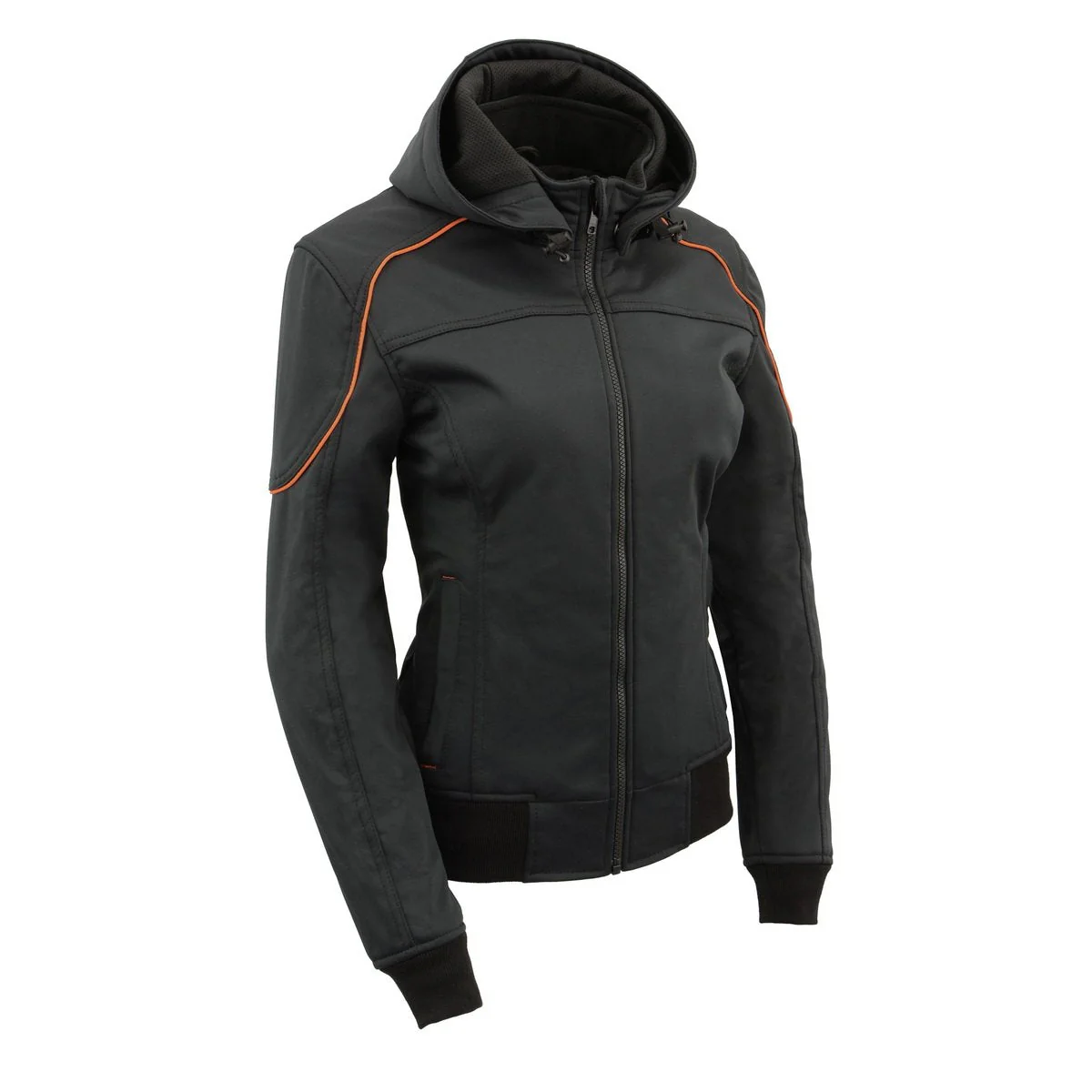 Milwaukee Leather MPL2764 Women's Black Soft Shell Armored Motorcycle Racing Style Jacket with Hoodie - Image 6