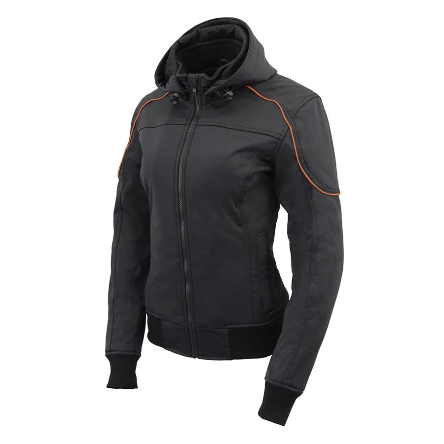 Milwaukee Leather MPL2764 Women's Black Soft Shell Armored Motorcycle Racing Style Jacket with Hoodie - Image 7