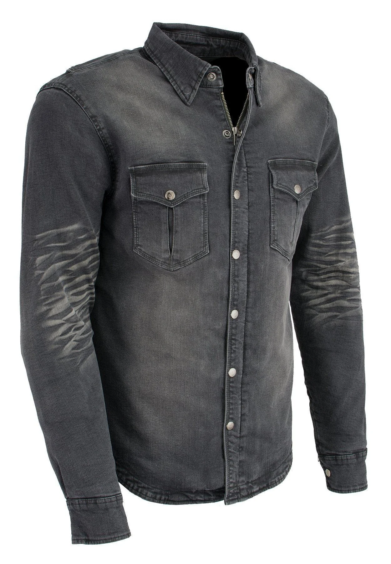 Milwaukee Leather MPM1620 Men's Black Flannel Biker Shirt with CE Approved Armor - Reinforced w/ Aramid Fibers - Image 8