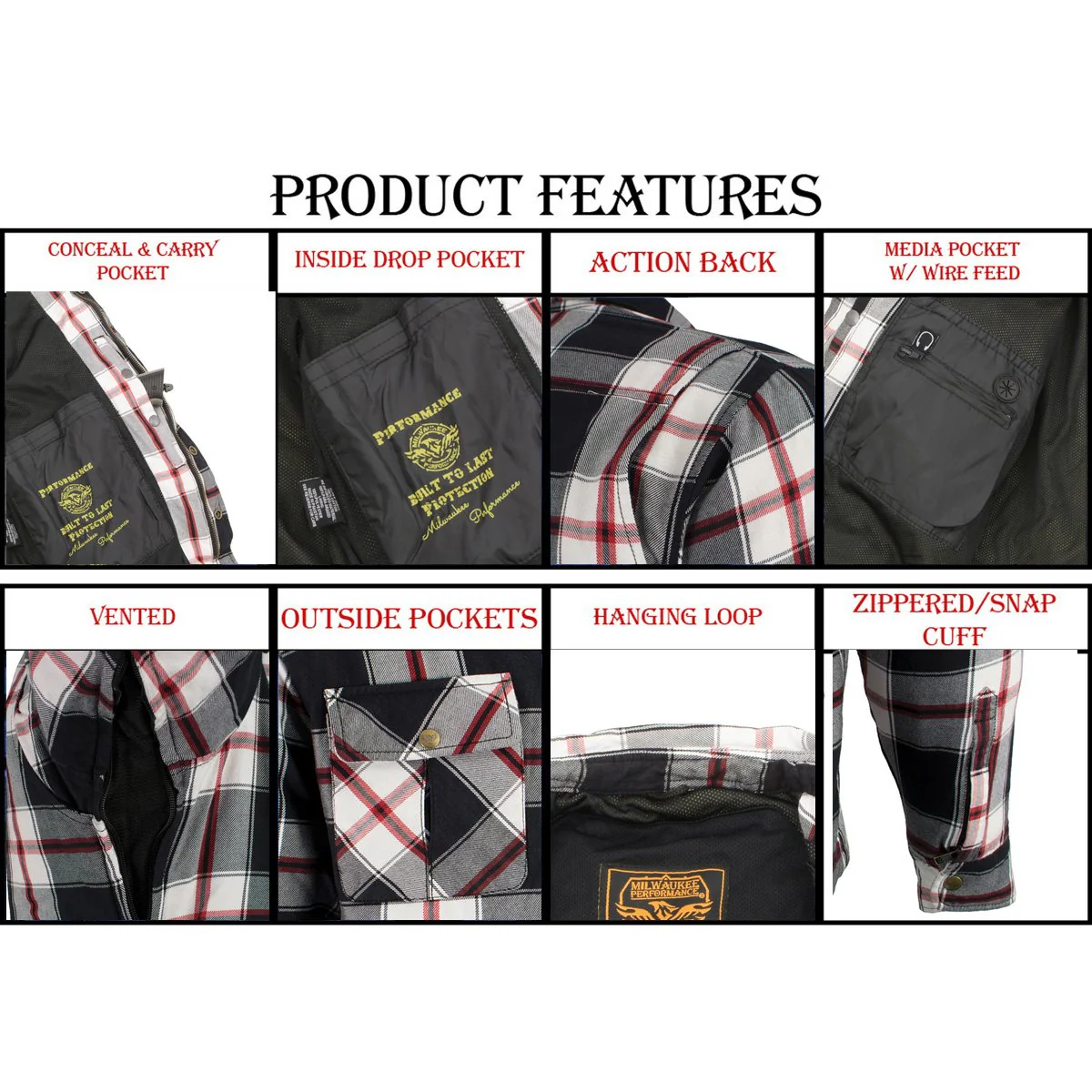 Milwaukee Leather MPM1625 Men's Plaid Flannel Biker Shirt with CE Approved Armor - Reinforced w/ Aramid Fibers - Image 4