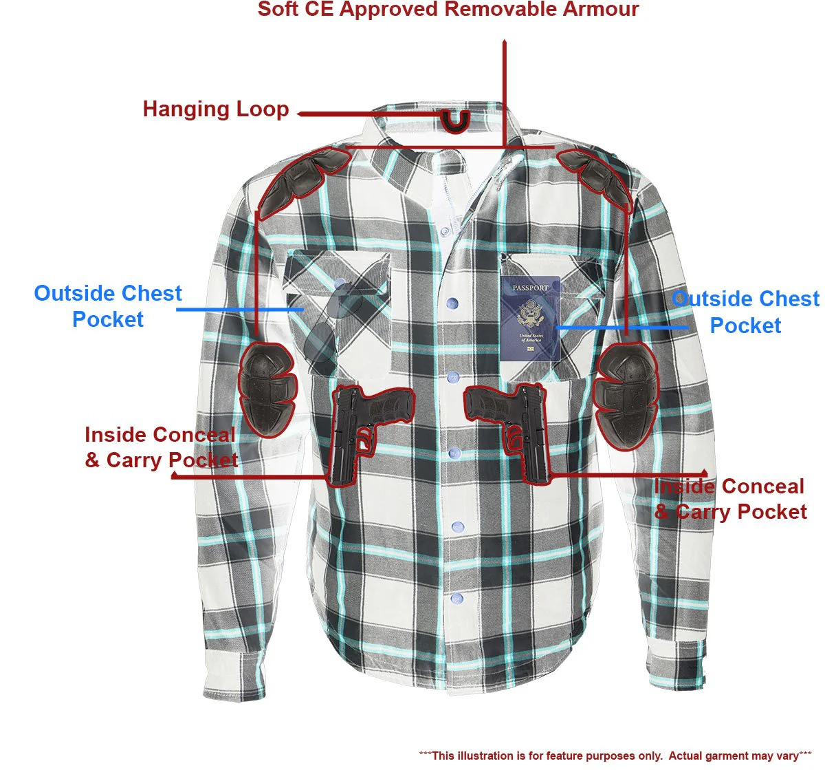 Milwaukee Leather MPM1625 Men's Plaid Flannel Biker Shirt with CE Approved Armor - Reinforced w/ Aramid Fibers - Image 5