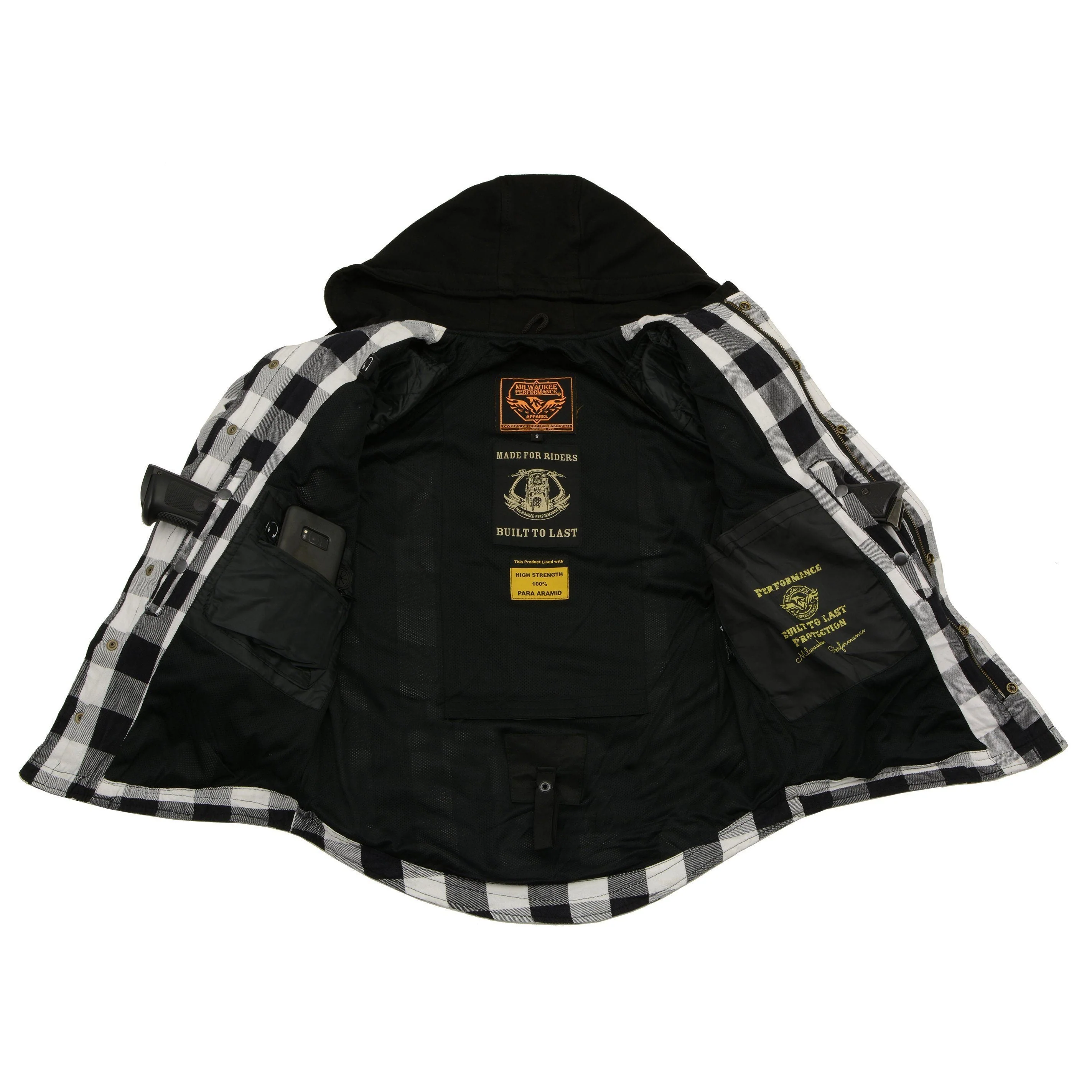 Milwaukee Leather MPM1629 Men's Plaid Hooded Flannel Biker Shirt with CE Approved Armor - Reinforced w/ Aramid Fibers - Image 5