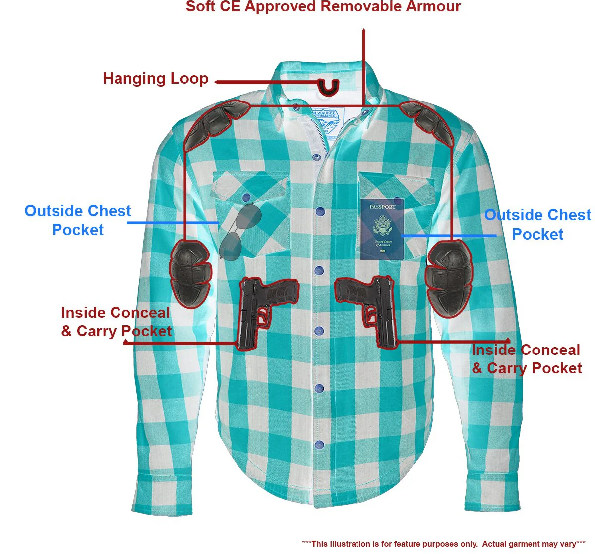Milwaukee Leather MPM1631 Men's Plaid Flannel Biker Shirt with CE Approved Armor - Reinforced w/ Aramid Fiber - Image 5