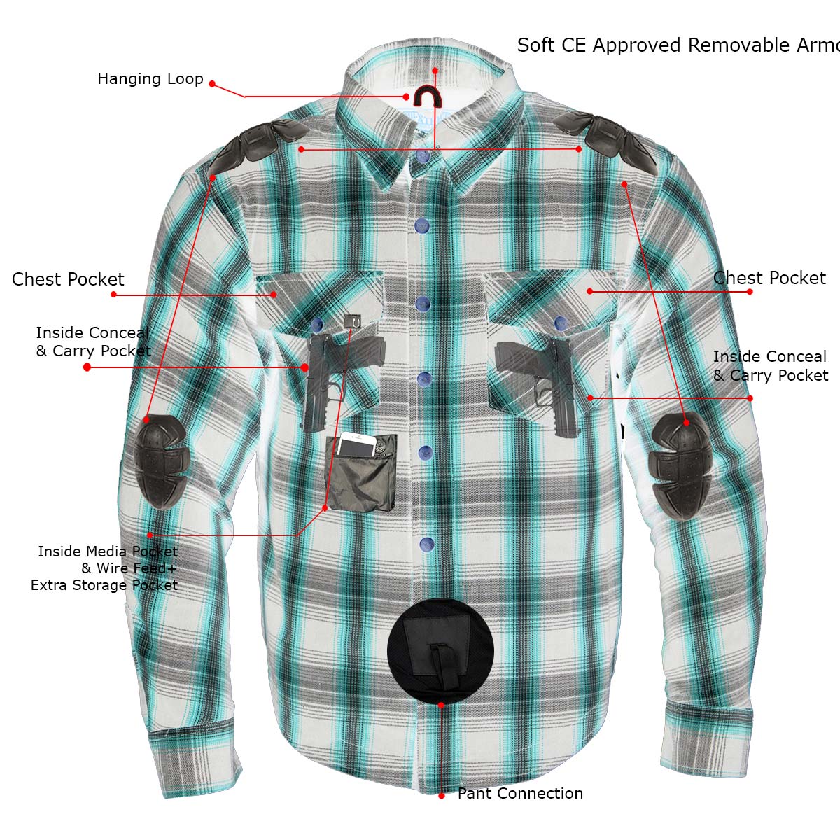 Milwaukee Leather MPM1643 Men's Plaid Flannel Biker Shirt with CE Approved Armor - Reinforced w/ Aramid Fiber - Image 17