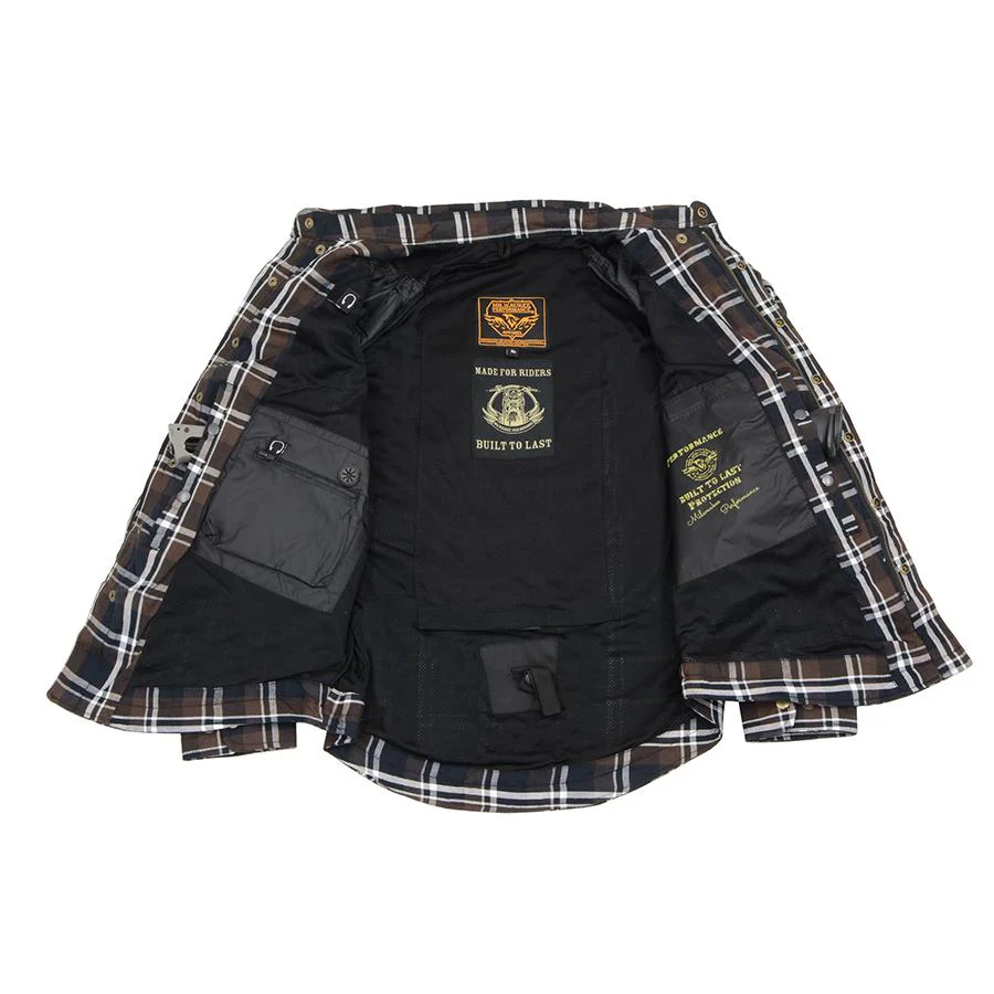 Milwaukee Leather MPM1643 Men's Plaid Flannel Biker Shirt with CE Approved Armor - Reinforced w/ Aramid Fiber - Image 4