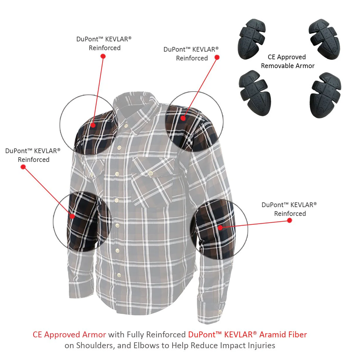 Milwaukee Leather MPM1643 Men's Plaid Flannel Biker Shirt with CE Approved Armor - Reinforced w/ Aramid Fiber - Image 6