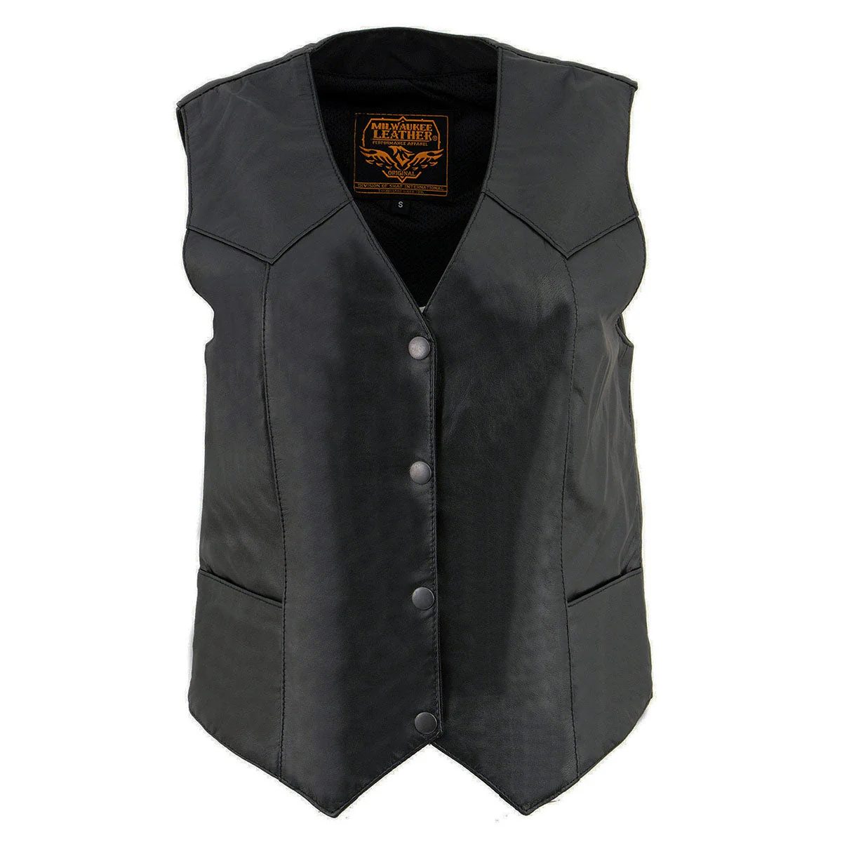 Milwaukee Leather SH1227 Women's Black Leather Classic Western Motorcycle Rider Vest- Front 4-Snap Button Closure - Image 11