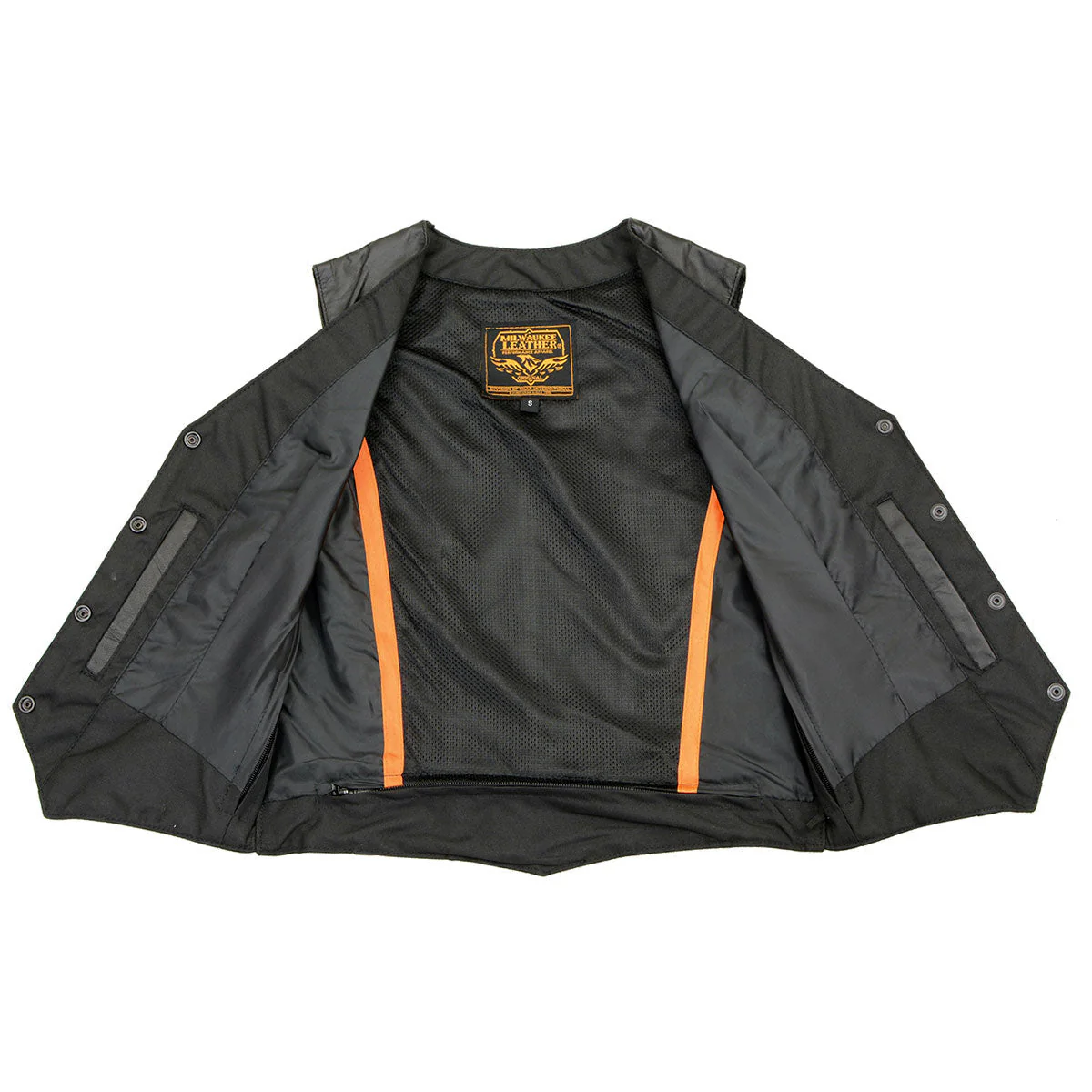 Milwaukee Leather SH1227 Women's Black Leather Classic Western Motorcycle Rider Vest- Front 4-Snap Button Closure - Image 6