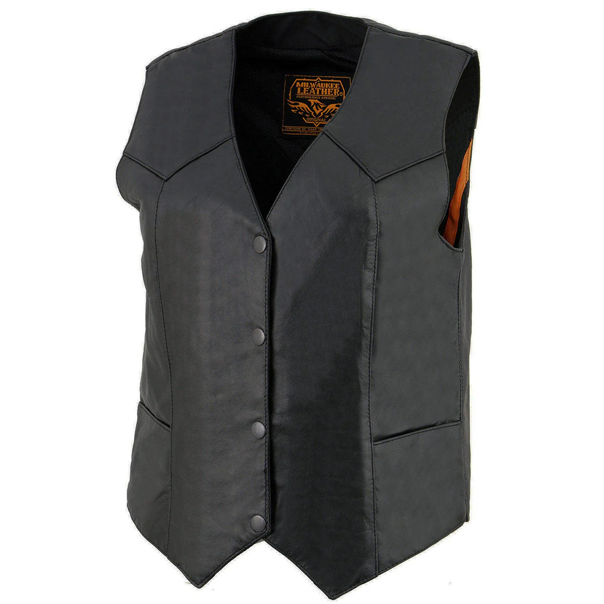 Milwaukee Leather SH1227 Women's Black Leather Classic Western Motorcycle Rider Vest- Front 4-Snap Button Closure - Image 7