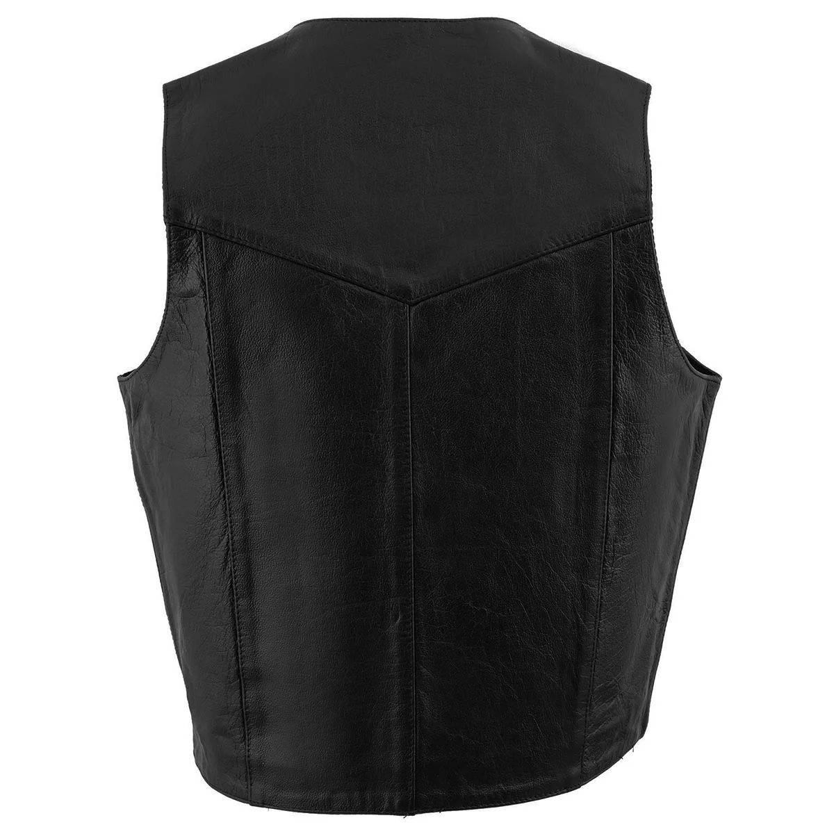 Milwaukee Leather SH1310 Men's Black Leather Classic V-Neck Motorcycle Rider Vest w/ Front Snap Button Closure - Image 5