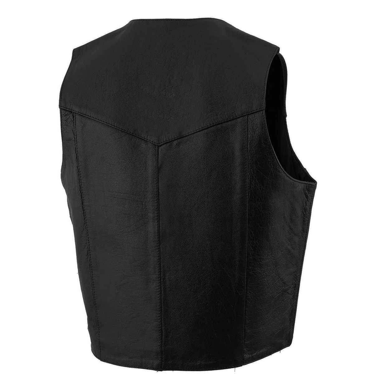 Milwaukee Leather SH1310 Men's Black Leather Classic V-Neck Motorcycle Rider Vest w/ Front Snap Button Closure - Image 9
