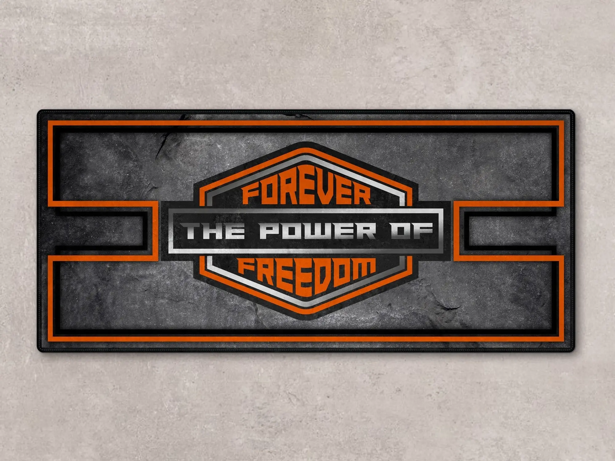 Motorcycle Mat Asphalt Design for Chopper, Cruiser, Touring, Sport Motorcycle "Forever The Power of Freedom" - MM7209 - Image 2