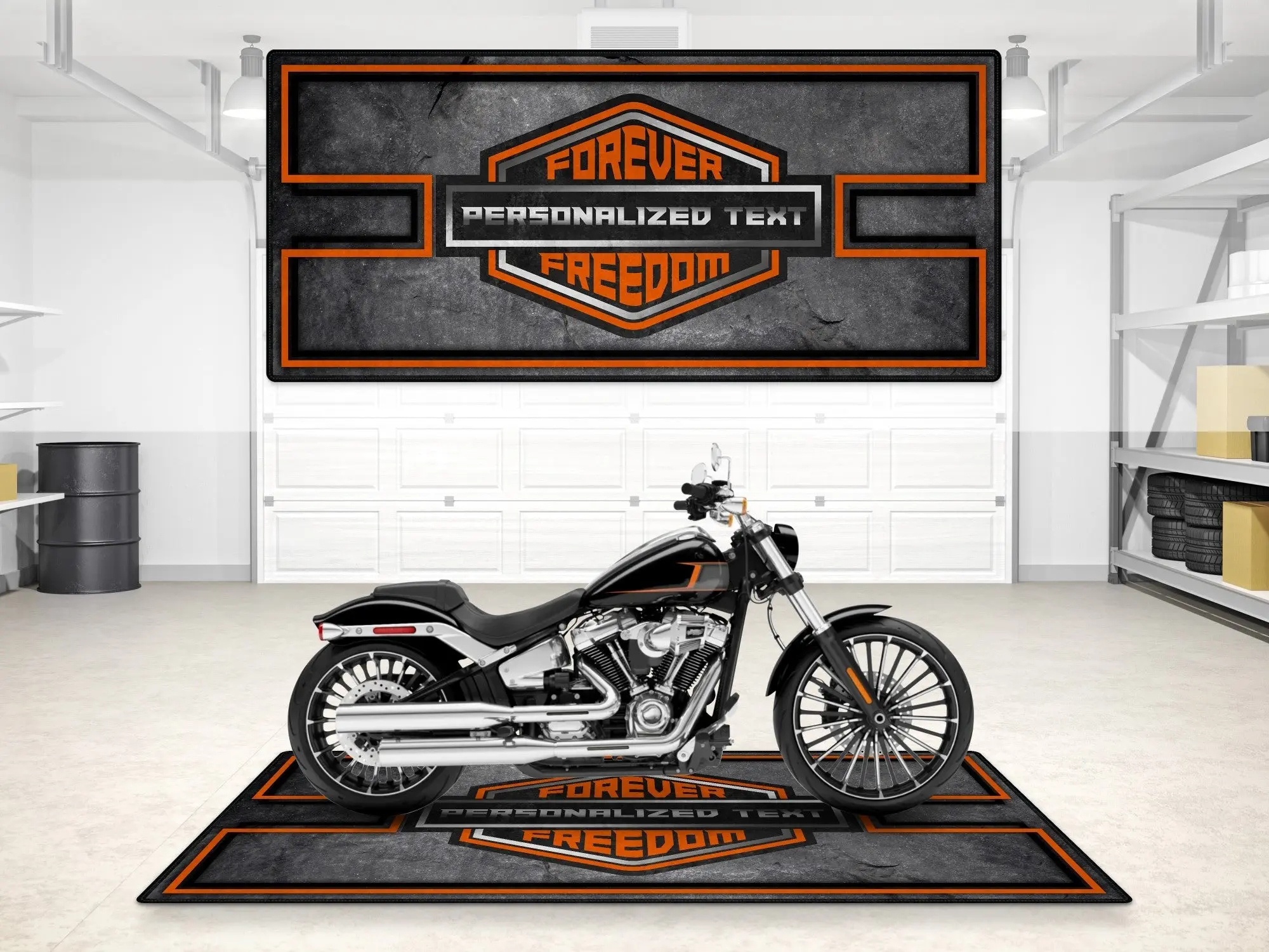 Motorcycle Mat Asphalt Design for Chopper, Cruiser, Touring, Sport Motorcycle "Forever The Power of Freedom" - MM7209 - Image 3