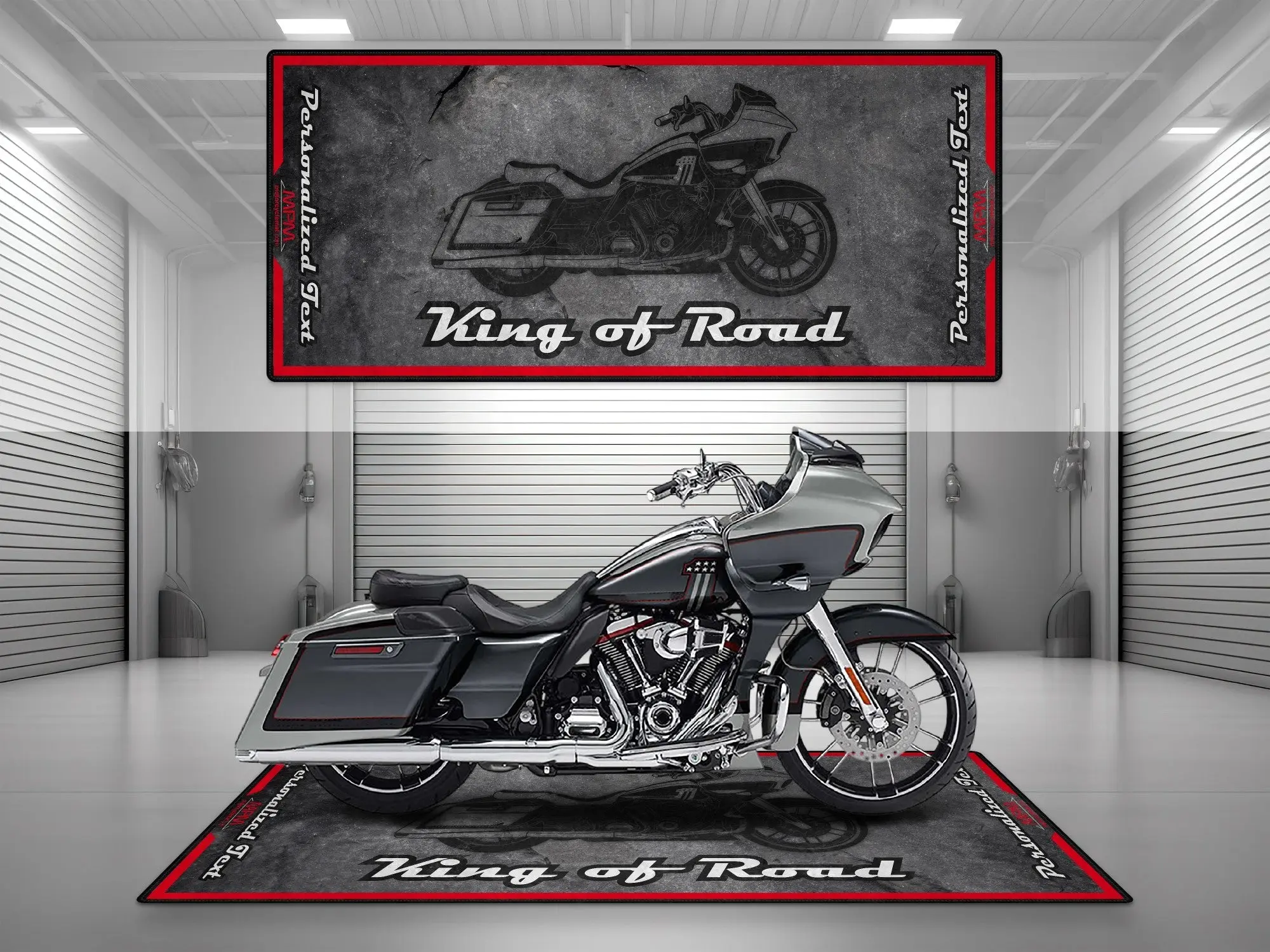 Motorcycle Mat Asphalt Design for Cruiser Motorcycle "King of Road" - MM7268 - Image 2