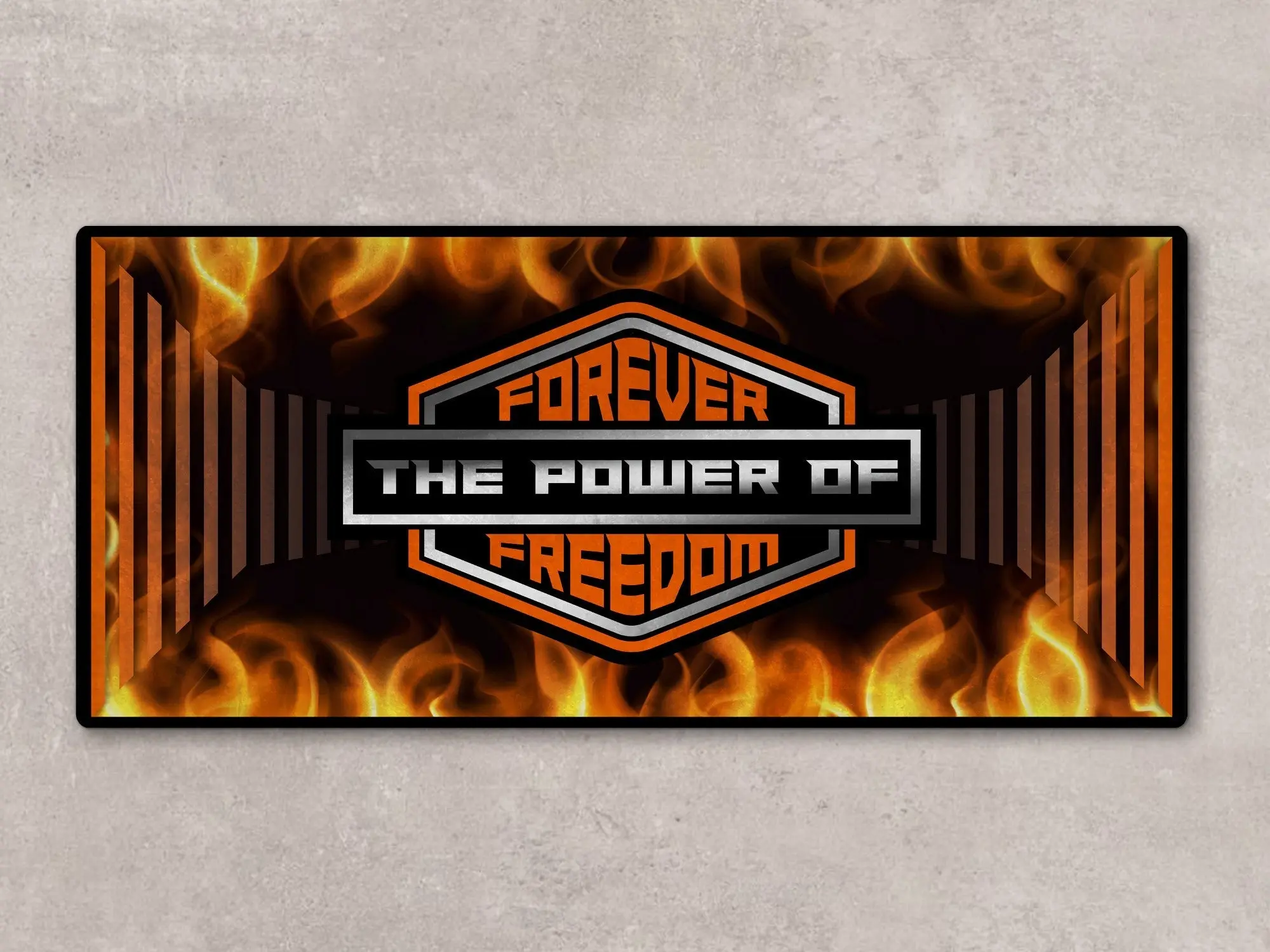 Motorcycle Mat Flame Design for Chopper, Cruiser, Touring, Sport Motorcycle "Forever The Power of Freedom" - MM7241 - Image 2
