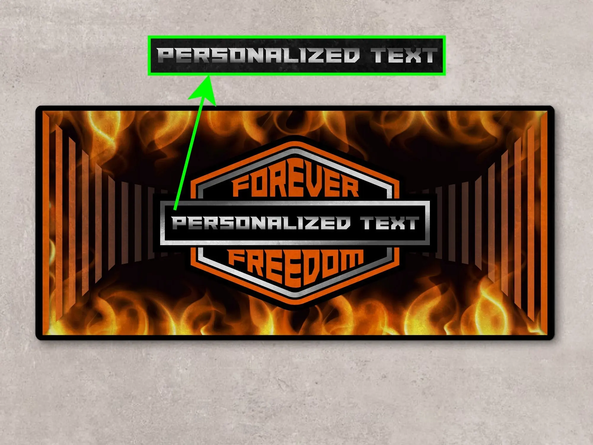 Motorcycle Mat Flame Design for Chopper, Cruiser, Touring, Sport Motorcycle "Forever The Power of Freedom" - MM7241 - Image 4