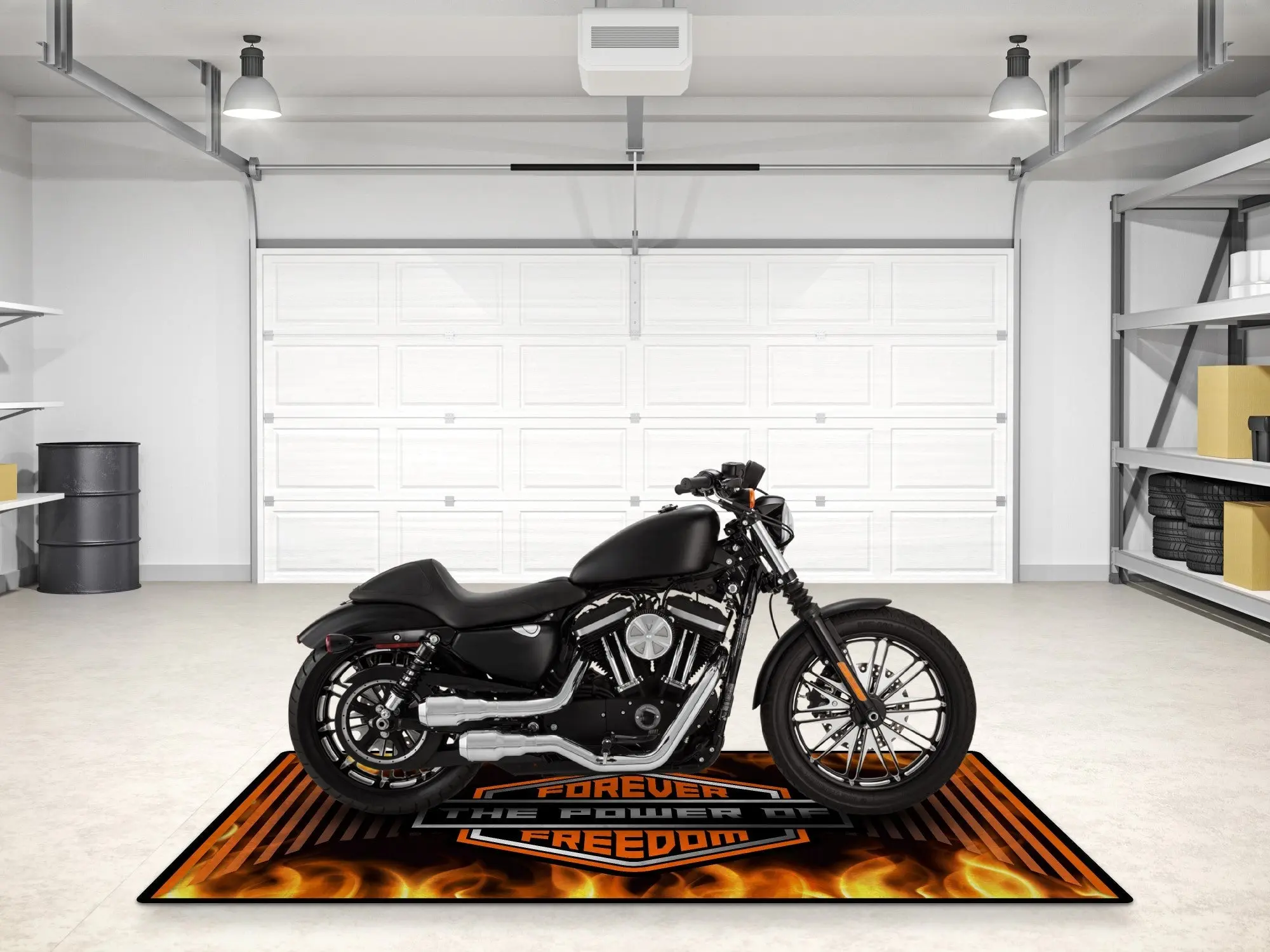 Motorcycle Mat Flame Design for Chopper, Cruiser, Touring, Sport Motorcycle "Forever The Power of Freedom" - MM7241 - Image 5