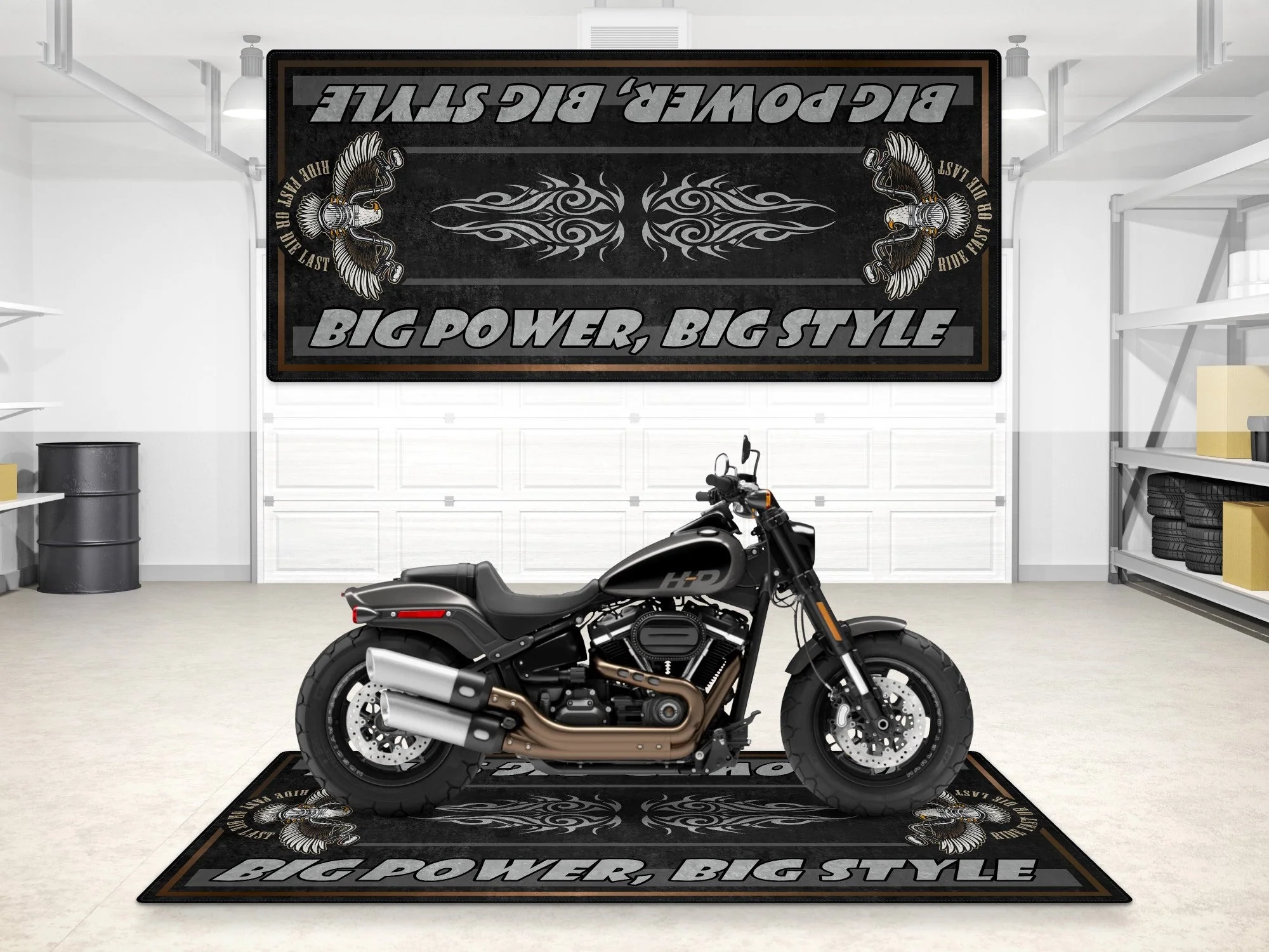 Motorcycle Mat for Cruiser Motorcycle "Big Power, Big Style" - MM7305