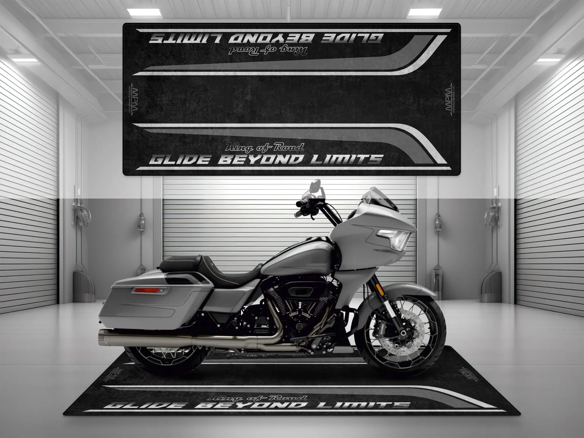 Motorcycle Mat for Cruiser Motorcycle "Glide Beyond Limits - King of Road " - MM7350 - Image 2