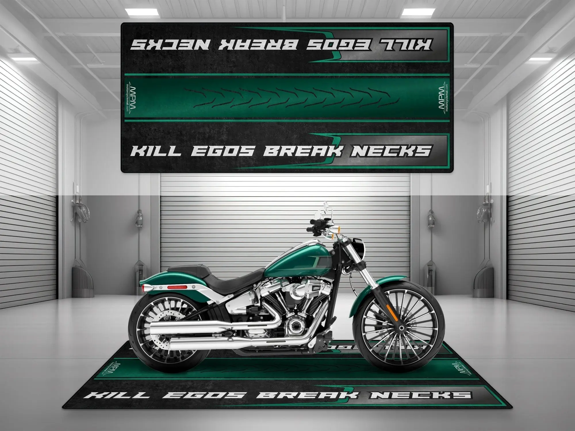 Motorcycle Mat for Cruiser Motorcycle "Kill Egos Break Necks" - MM7309 - Image 2