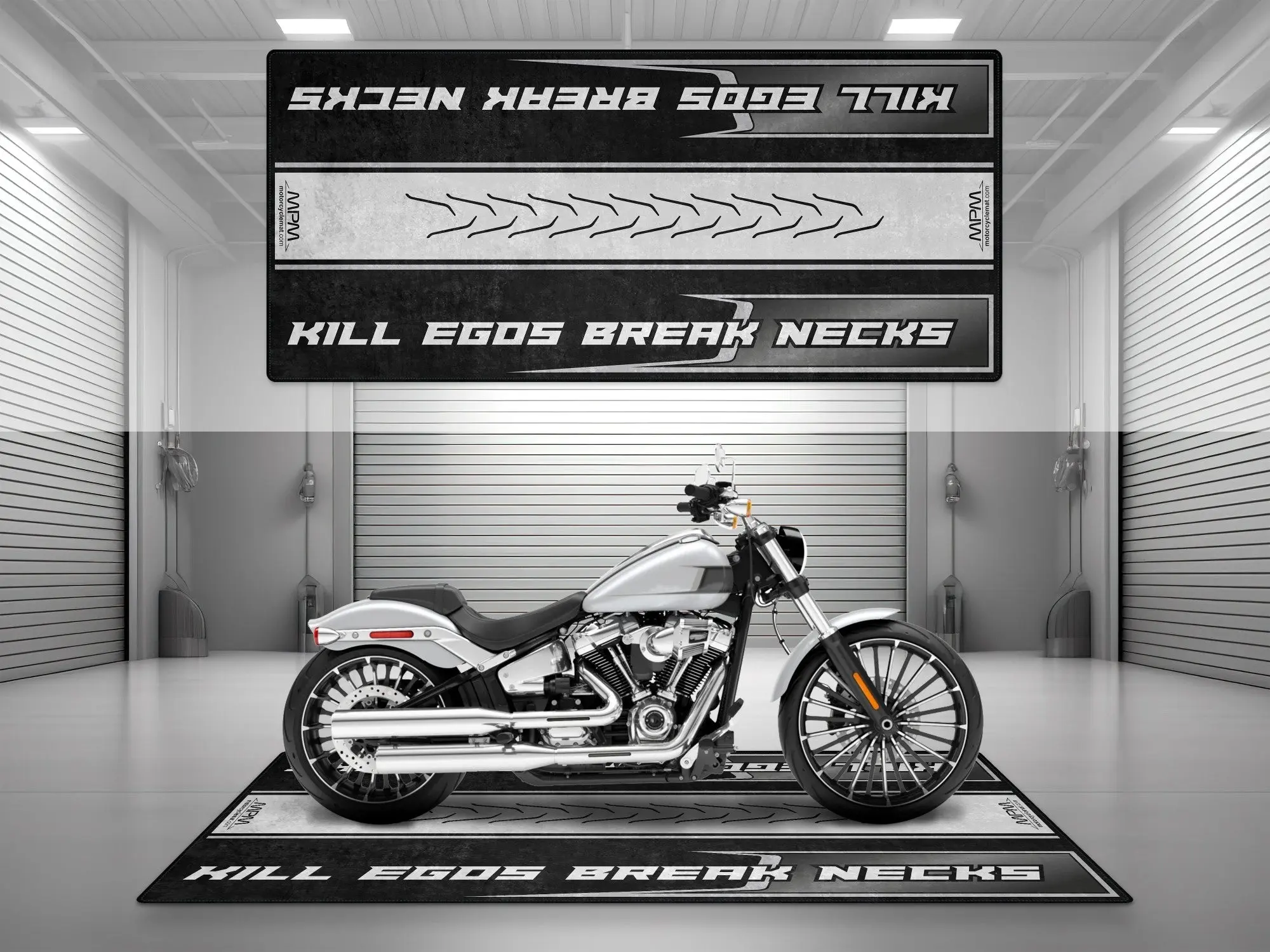 Motorcycle Mat for Cruiser Motorcycle "Kill Egos Break Necks" - MM7309 - Image 3