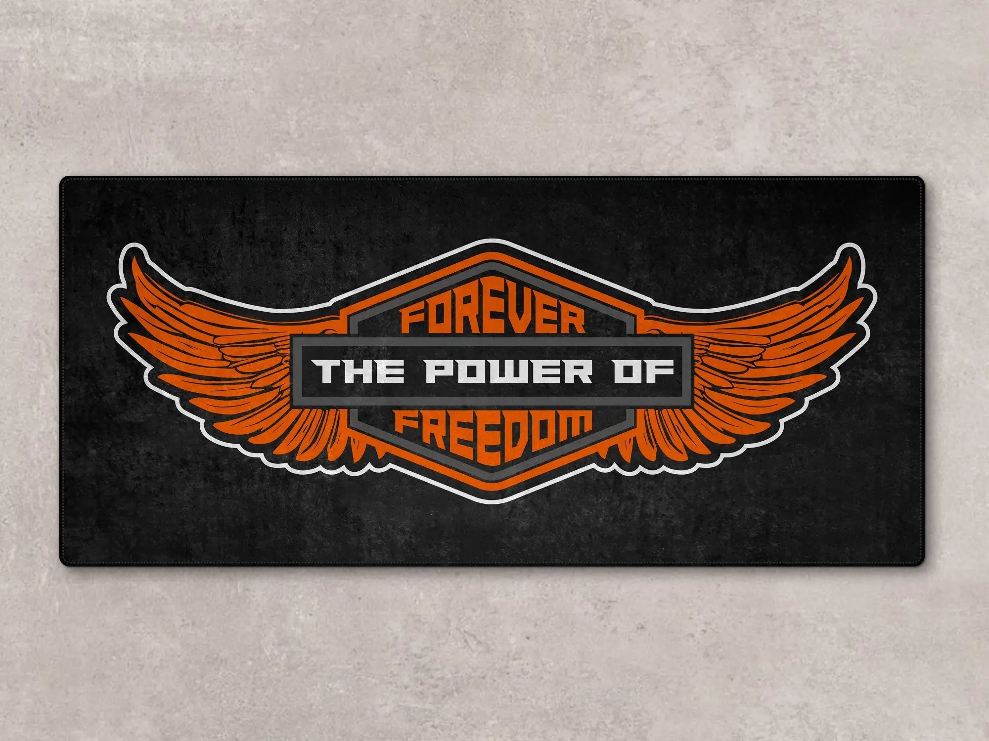 Motorcycle Mat for Cruiser - Touring - Sport Motorcycle Wings " Forever The Power of Freedom " -  MM7102 - Image 2