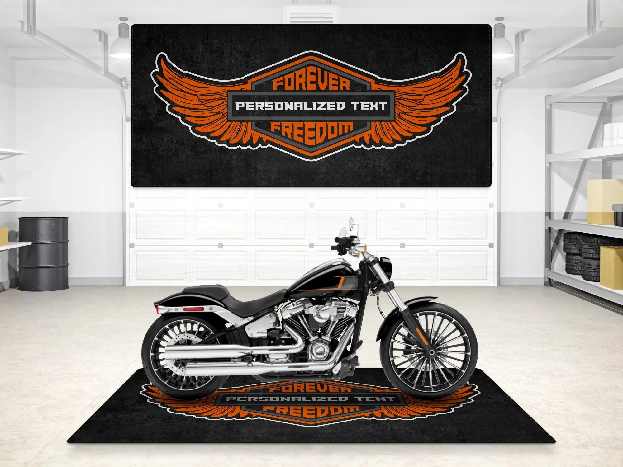 Motorcycle Mat for Cruiser - Touring - Sport Motorcycle Wings " Forever The Power of Freedom " -  MM7102 - Image 3