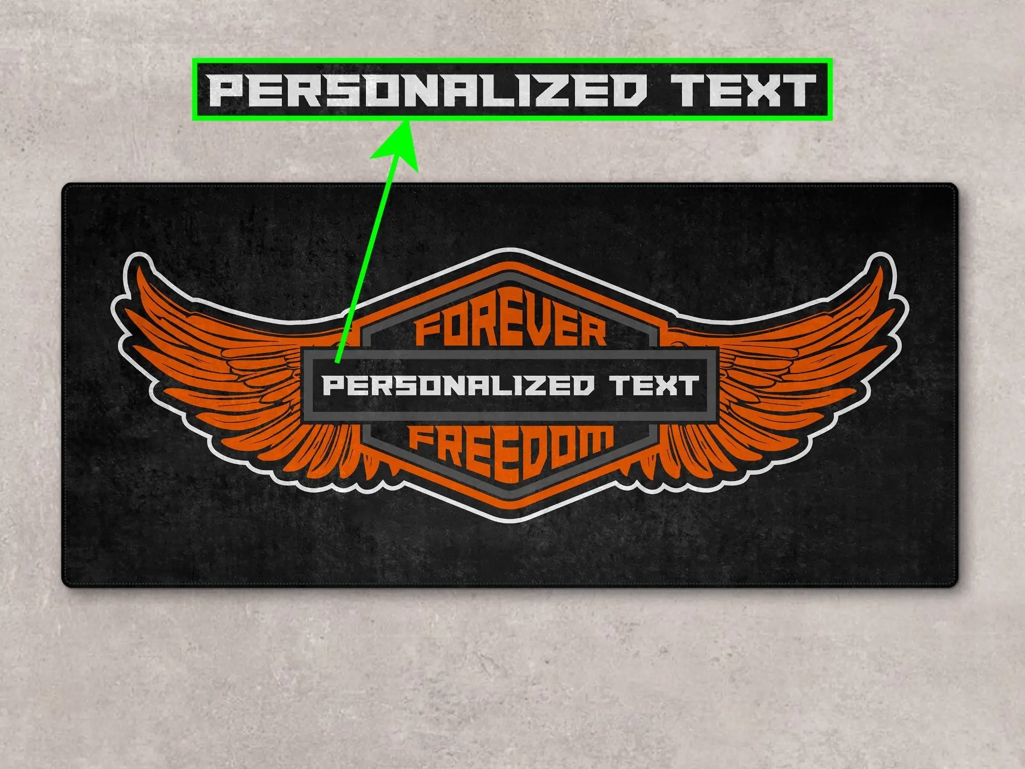Motorcycle Mat for Cruiser - Touring - Sport Motorcycle Wings " Forever The Power of Freedom " -  MM7102 - Image 4