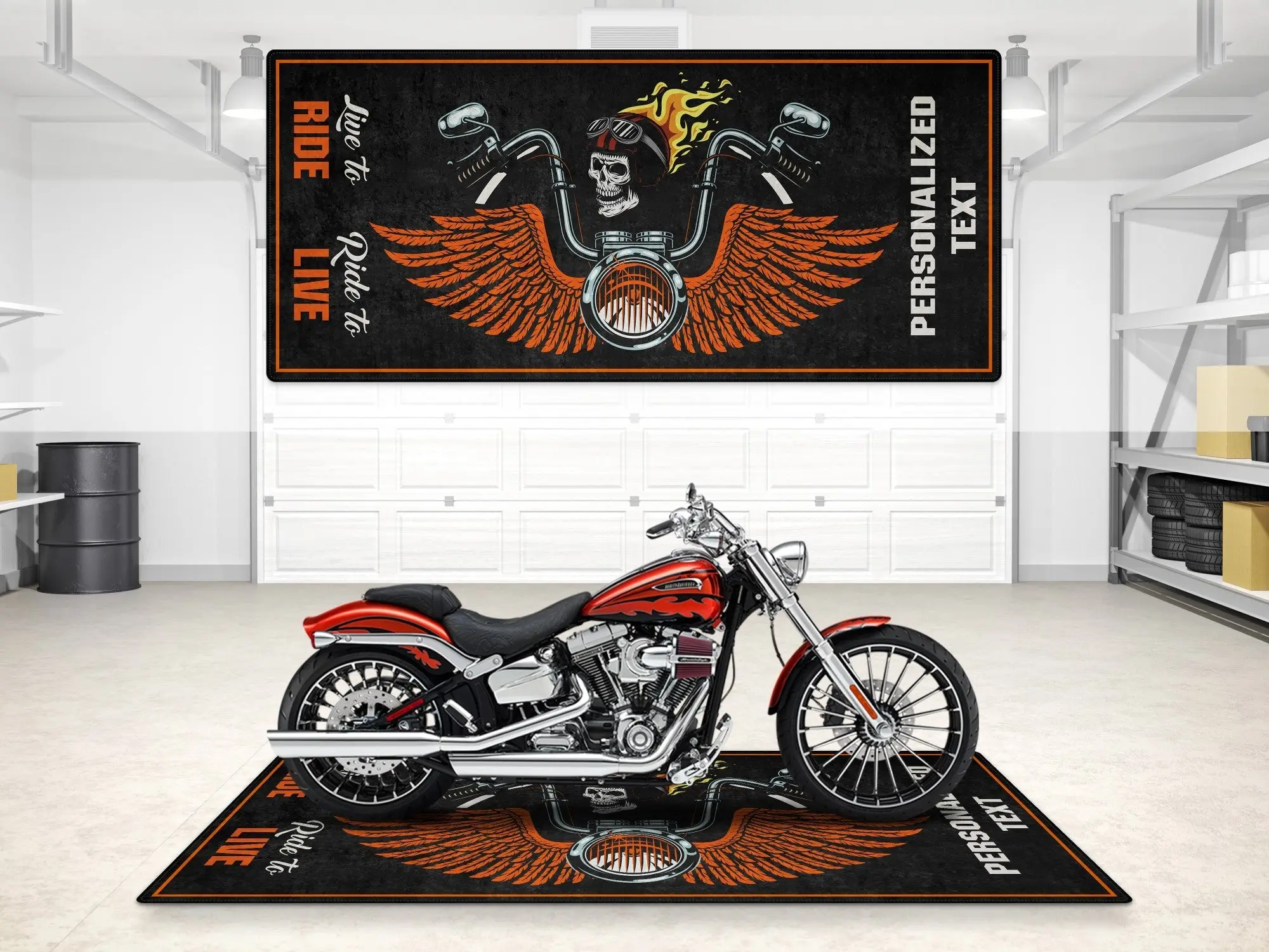 Motorcycle Mat Skull Design for Chopper, Cruiser, Touring, Sport Motorcycle - MM7502 - Image 3