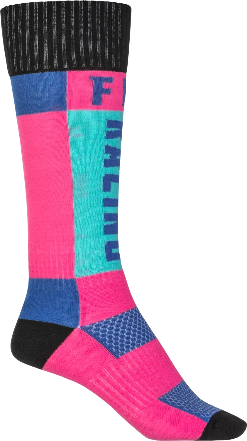 Fly Racing Mx Socks - Thick Pink/Blue - Size Sm/Md - Image 3