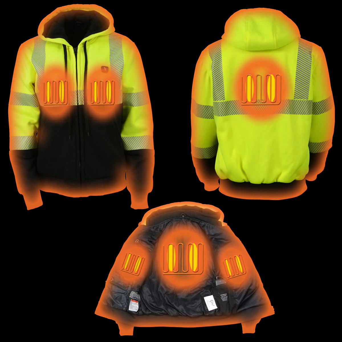 Nexgen Heat MPL2773SET Women's Heated Hoodie High-Viz Reflective - Zipper Front Sweatshirt Jacket w/ Battery Pack - Image 7
