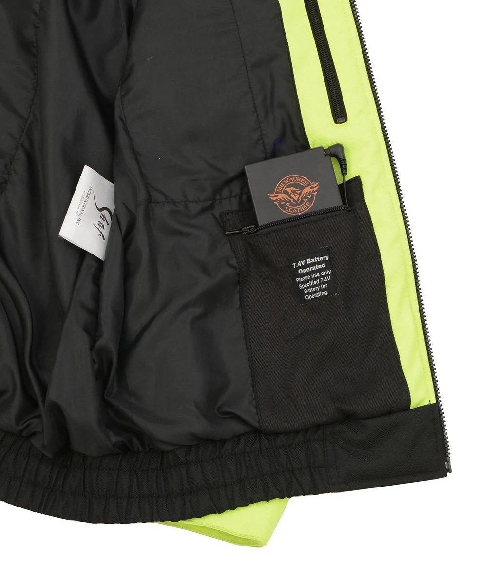 Nexgen Heat MPM1773SET Men's Heated High Visibility Work Hoodie, Neon Green Hi Vis Reflective Hoodie w/ Battery - Image 11