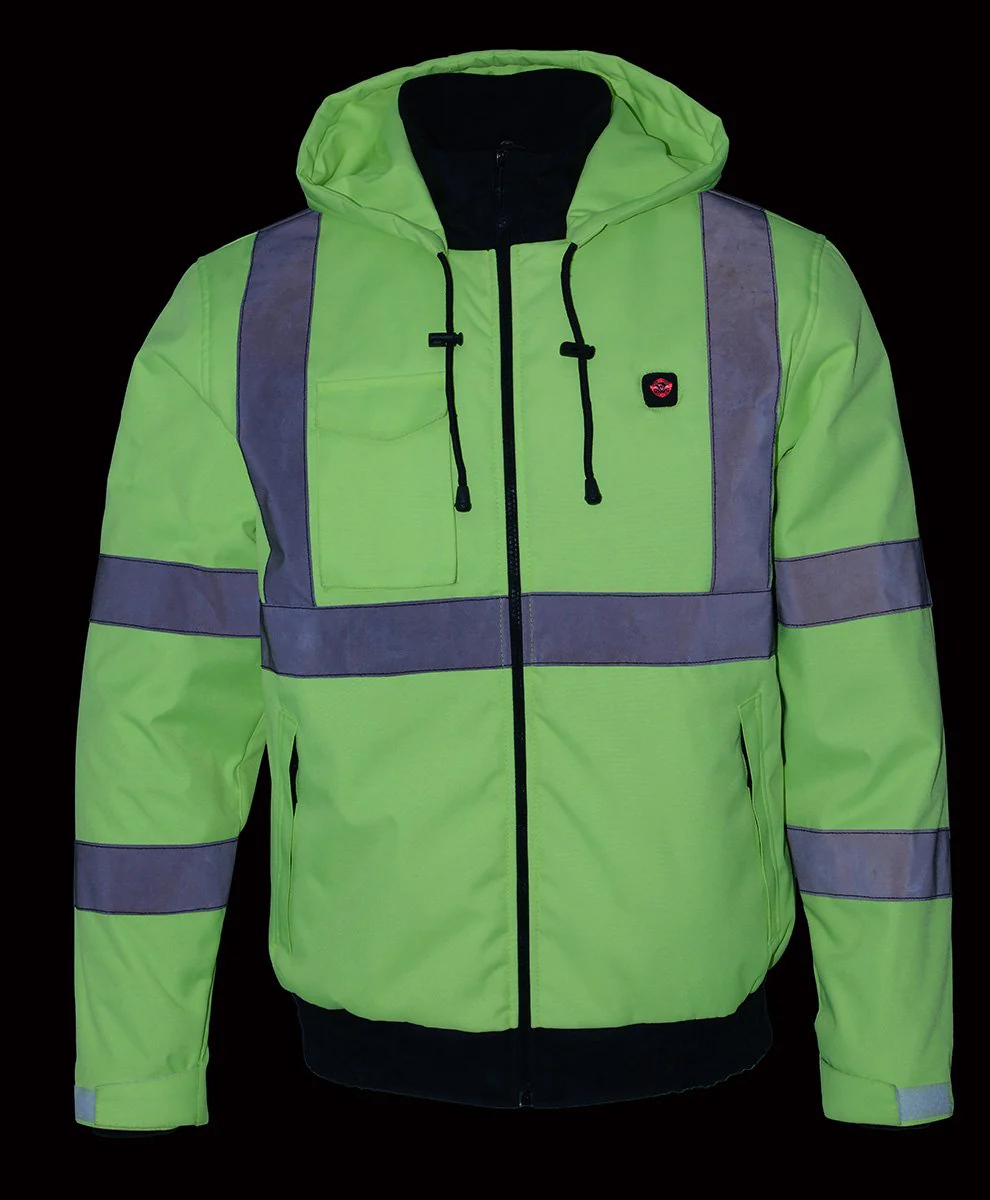 Nexgen Heat MPM1773SET Men's Heated High Visibility Work Hoodie, Neon Green Hi Vis Reflective Hoodie w/ Battery - Image 13