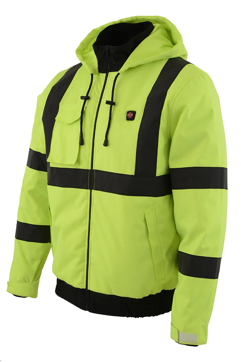 Nexgen Heat MPM1773SET Men's Heated High Visibility Work Hoodie, Neon Green Hi Vis Reflective Hoodie w/ Battery - Image 15