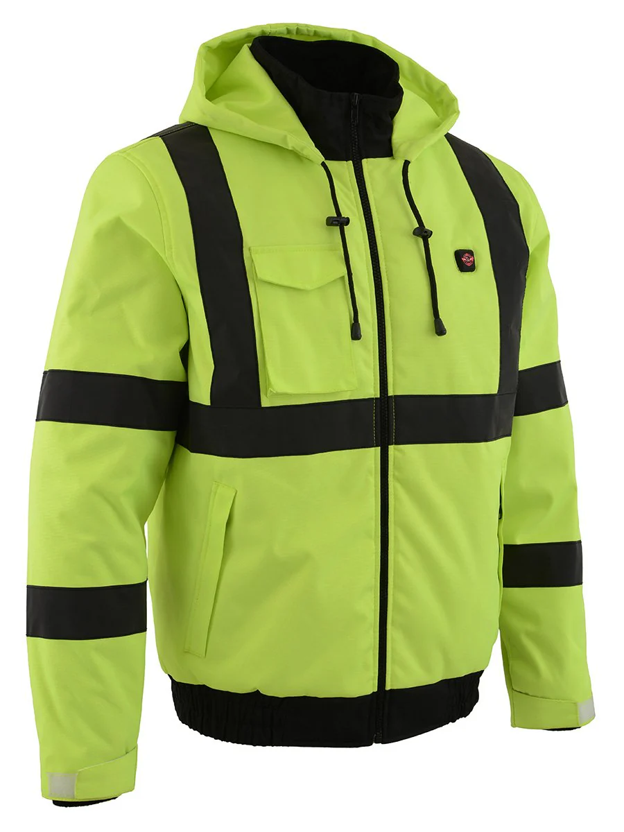 Nexgen Heat MPM1773SET Men's Heated High Visibility Work Hoodie, Neon Green Hi Vis Reflective Hoodie w/ Battery - Image 17
