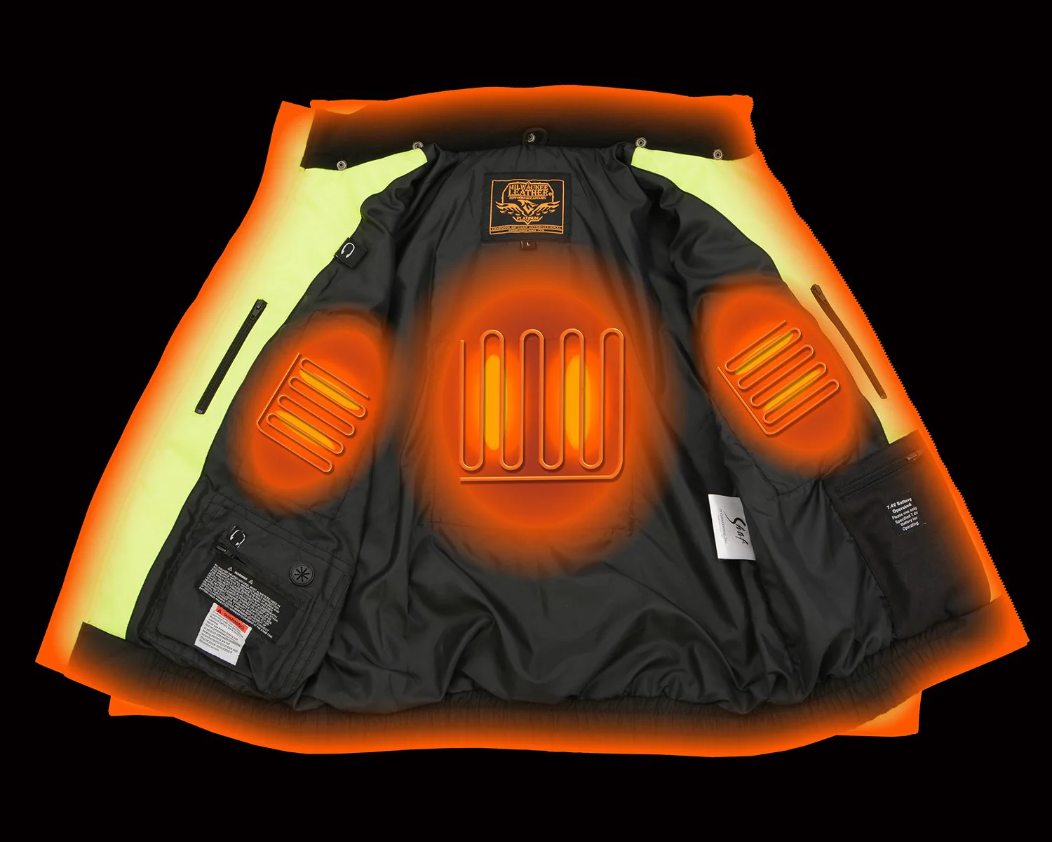 Nexgen Heat MPM1773SET Men's Heated High Visibility Work Hoodie, Neon Green Hi Vis Reflective Hoodie w/ Battery - Image 7