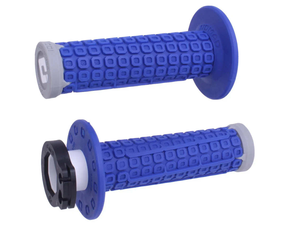 Nomad V2 Lock-On Grips - Blue/Grey/Grey ODI Off-Road Grips with D30 Vibration Damping
