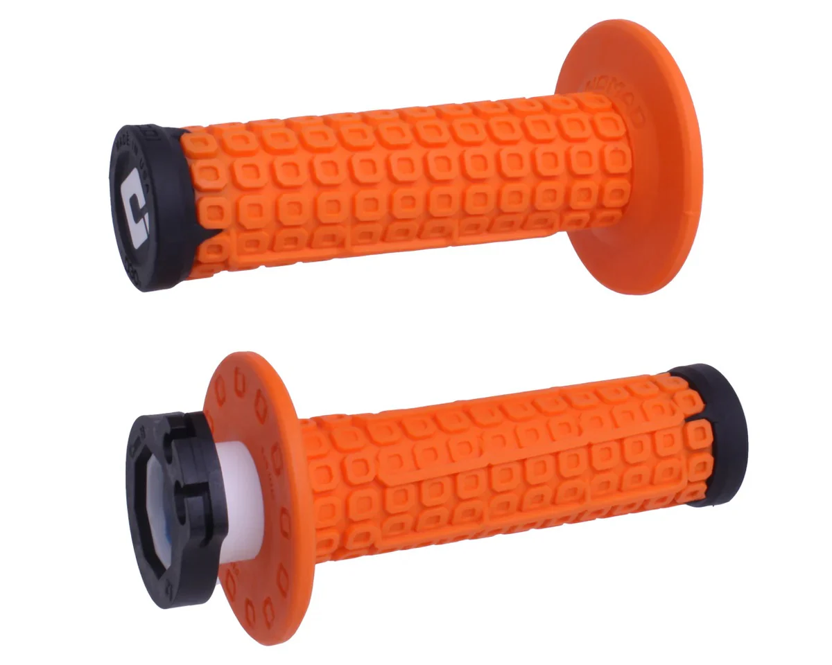 Nomad V2 Lock-On Grips - Orange/Black/Black ODI Off-Road Grips with D30 Vibration Damping