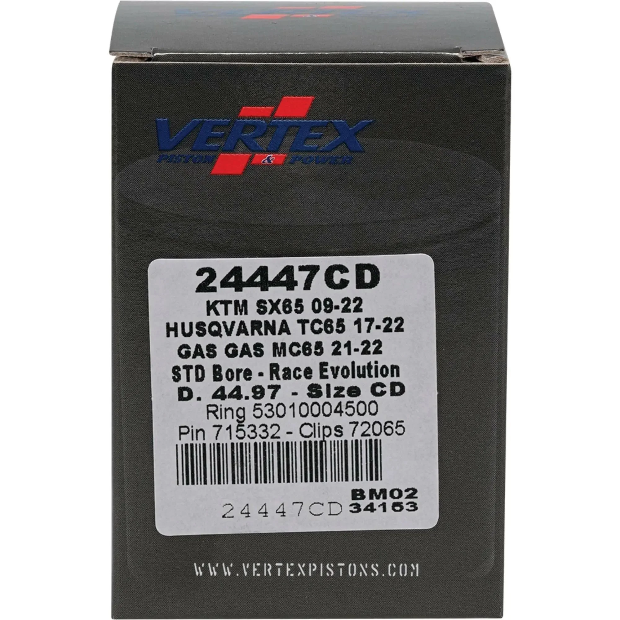 Piston Kit Cast Race Evolution 44.97/Std Ktm / Husq / Gas - Image 3
