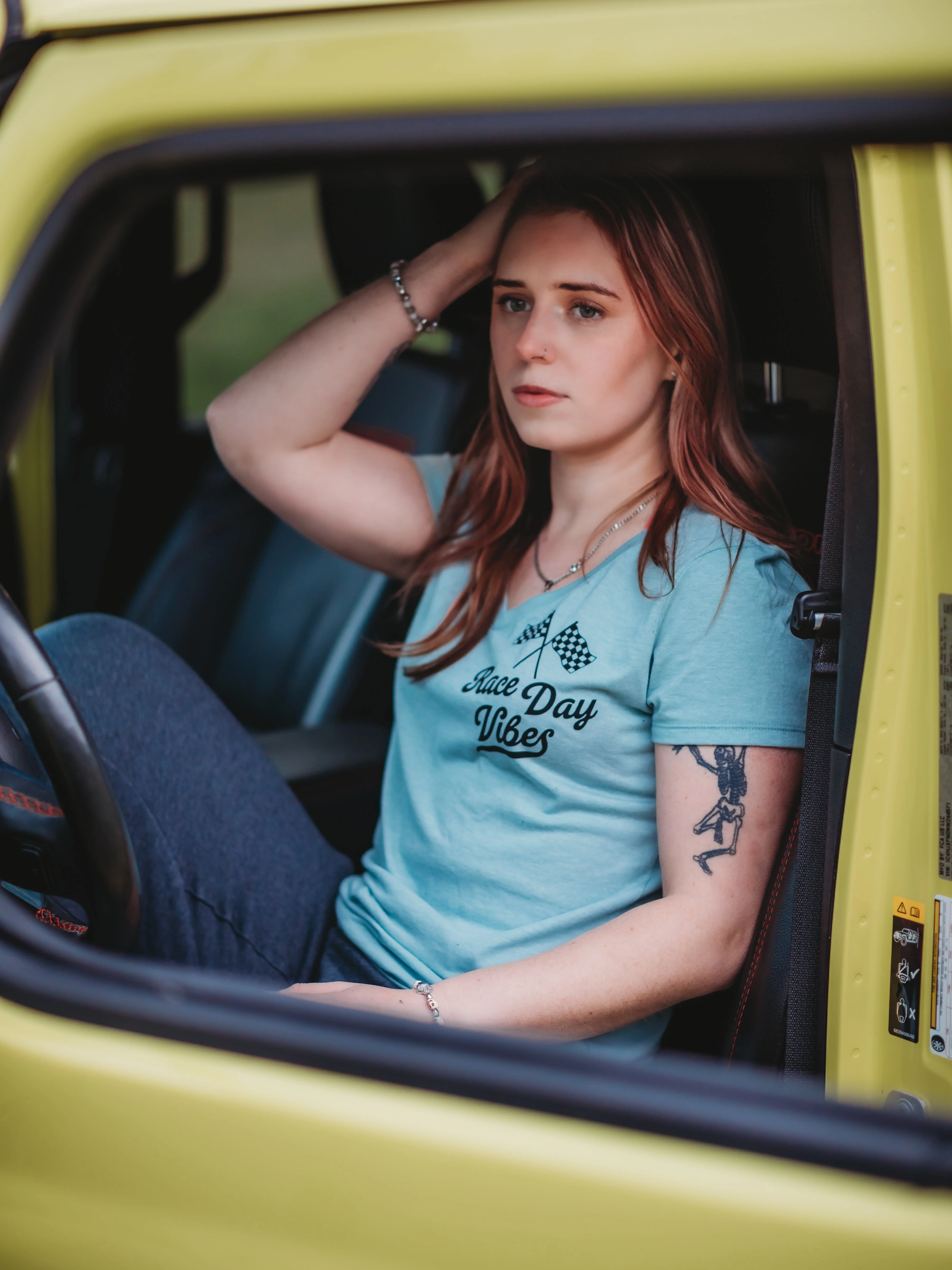 Race Day Vibes Ladies V Neck Tee - Image 2