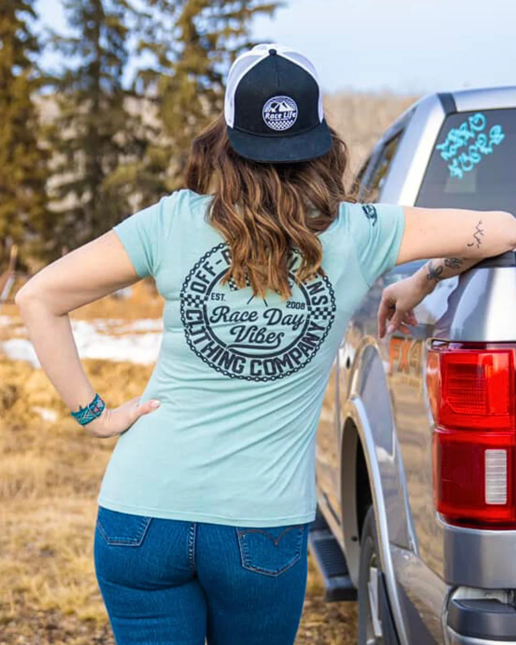 Race Day Vibes Ladies V Neck Tee - Image 4