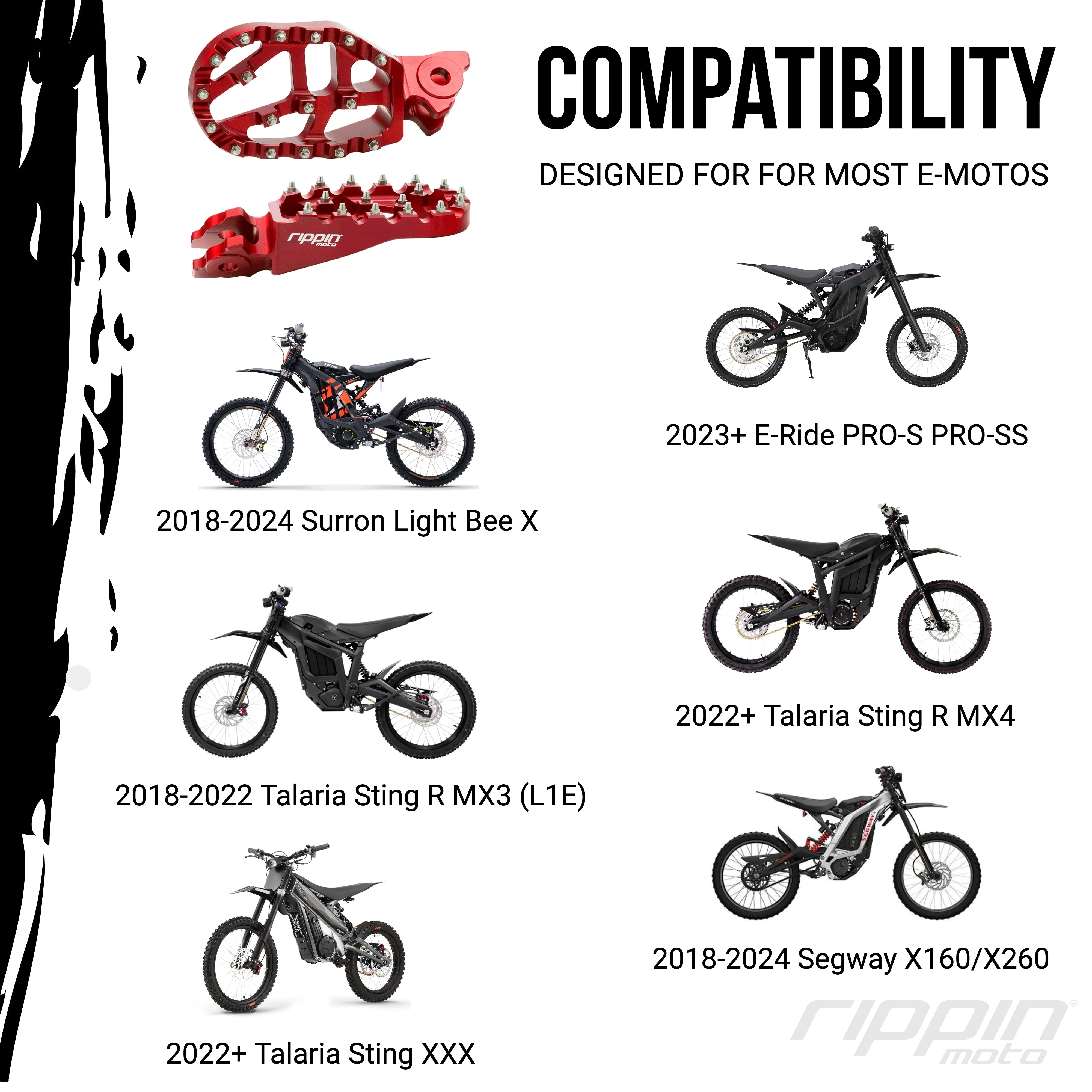 Race Spec Foot Pegs for E-Moto - Sur-Ron LBX | E-Ride PRO | Talaria Sting MX3/MX4 | Altis Sigma - Image 5